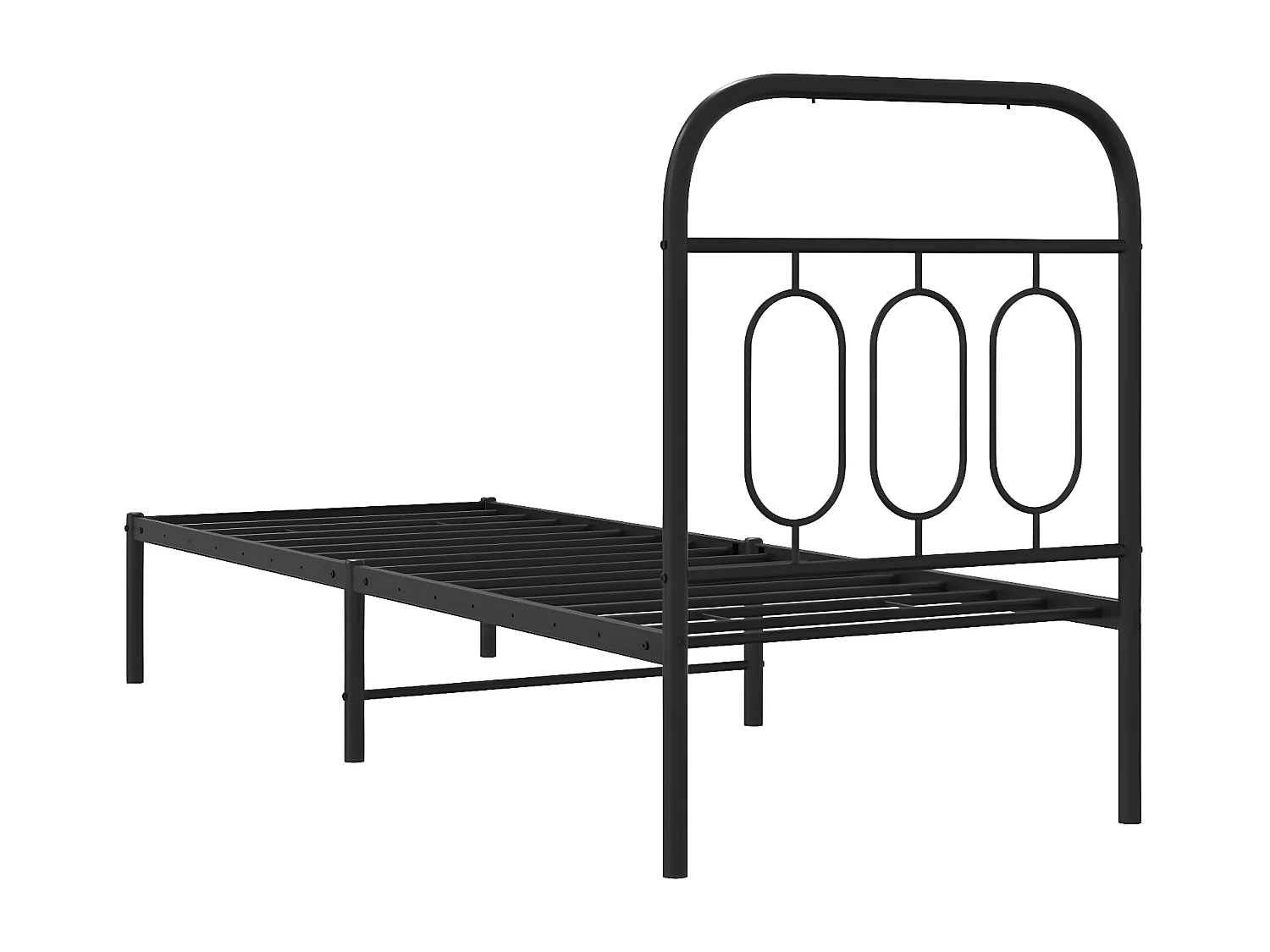 Estrutura de cama com cabeceira 75x190 cm metal preto