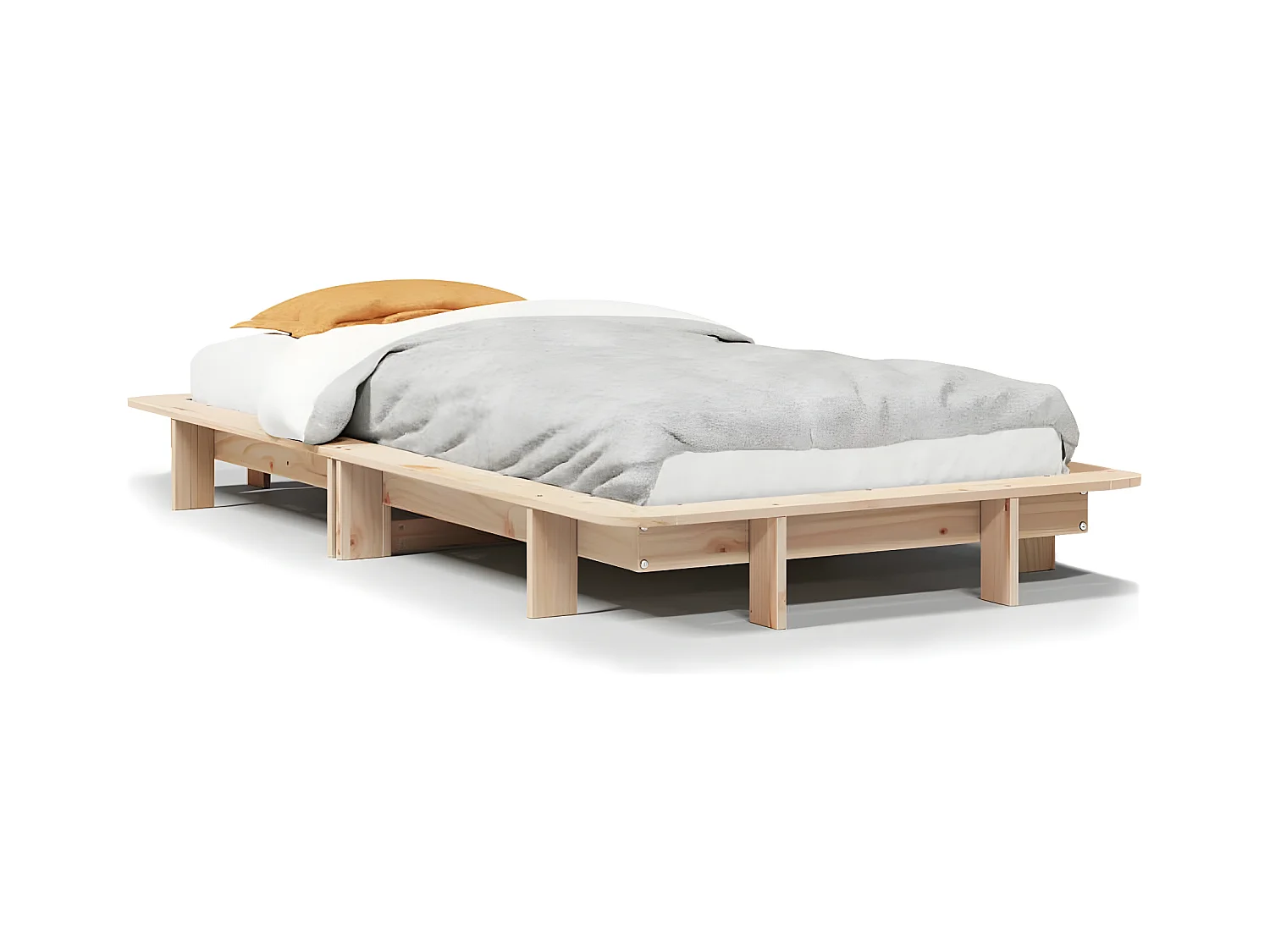 Estructura de cama sin colchón madera maciza de pino 90x190 cm