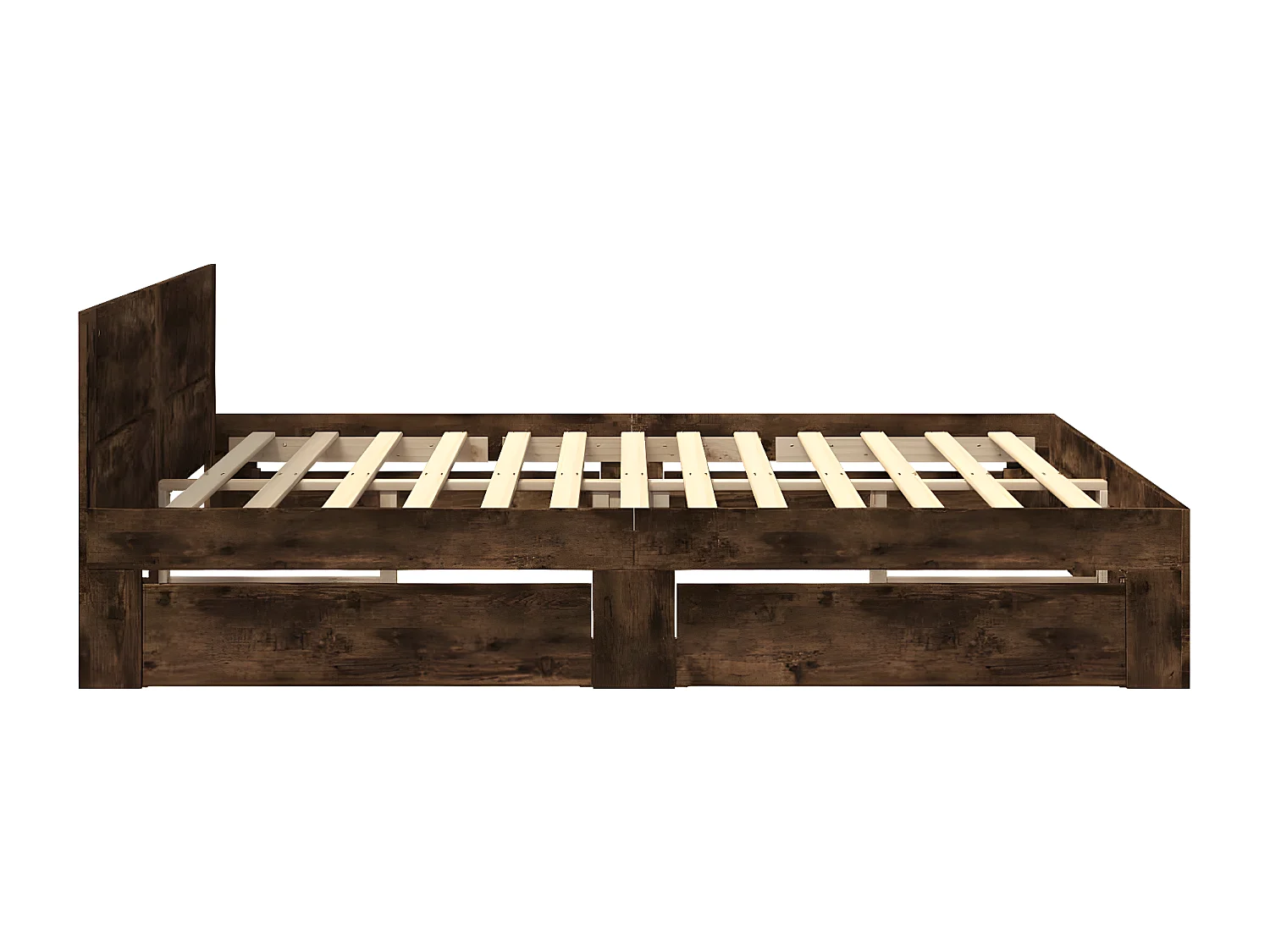 Cama con cabecero madera de ingeniería roble ahumado 200x200 cm