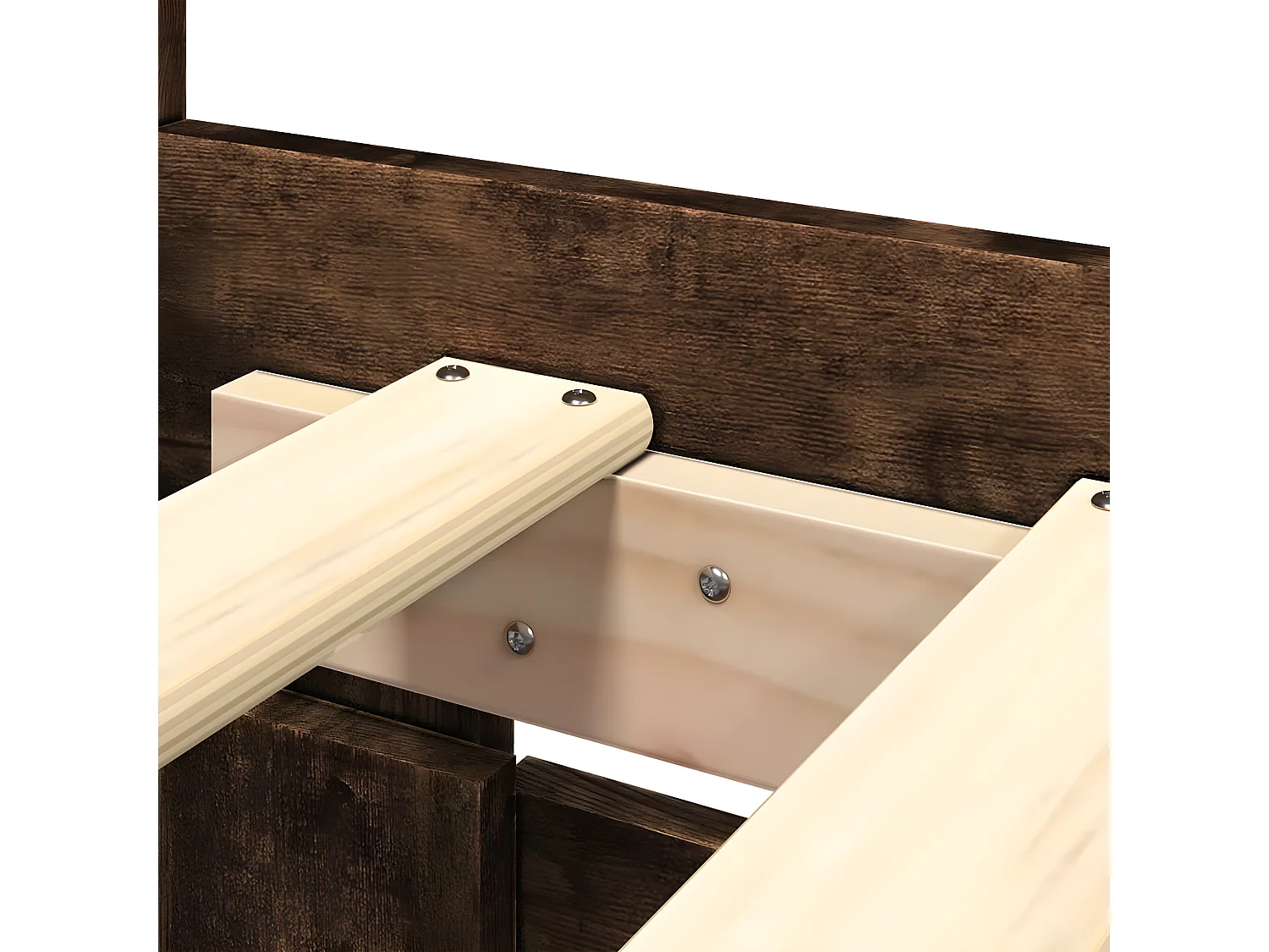 Cama con cabecero madera de ingeniería roble ahumado 200x200 cm