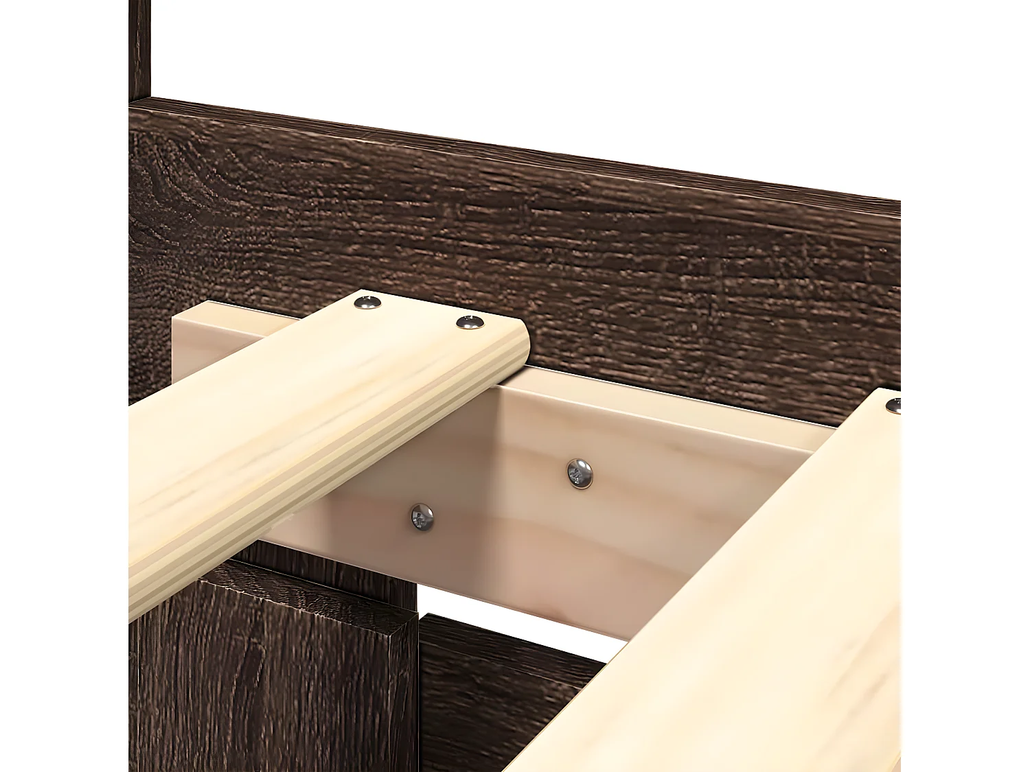 Cama con cabecero madera ingeniería marrón roble 200x200 cm