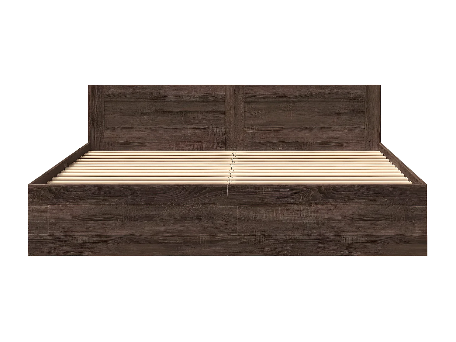 Cama con cabecero madera ingeniería marrón roble 200x200 cm