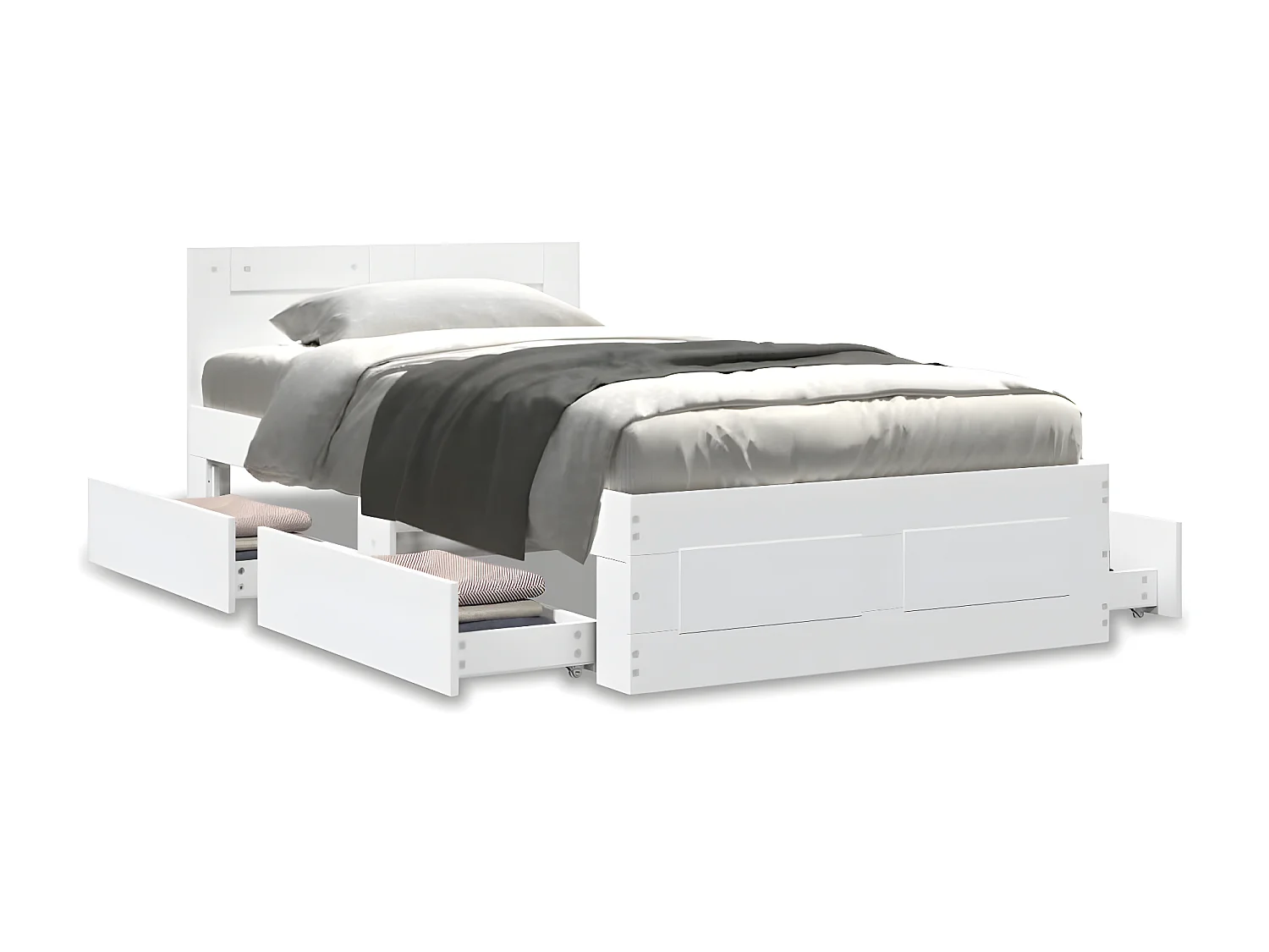 Estructura cama con cabecero madera ingeniería blanco 100x200cm