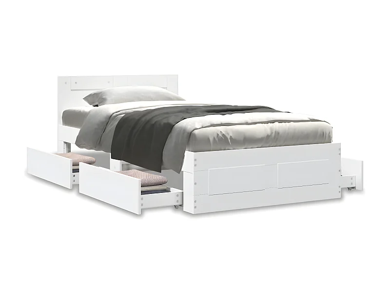 Estructura cama con cabecero madera ingeniería blanco 100x200cm