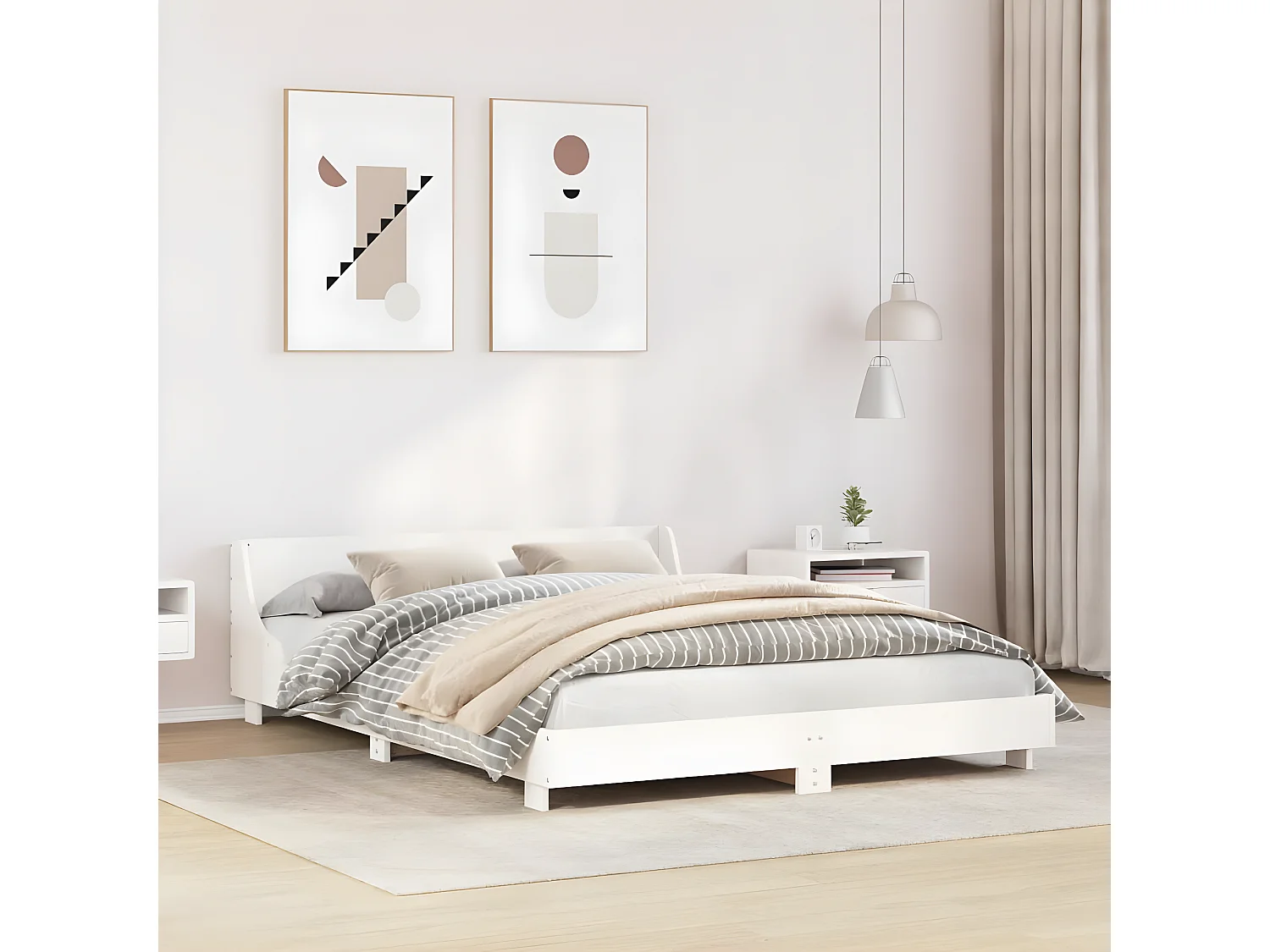 Cama sem colchão 140x190 cm madeira de pinho maciça branco