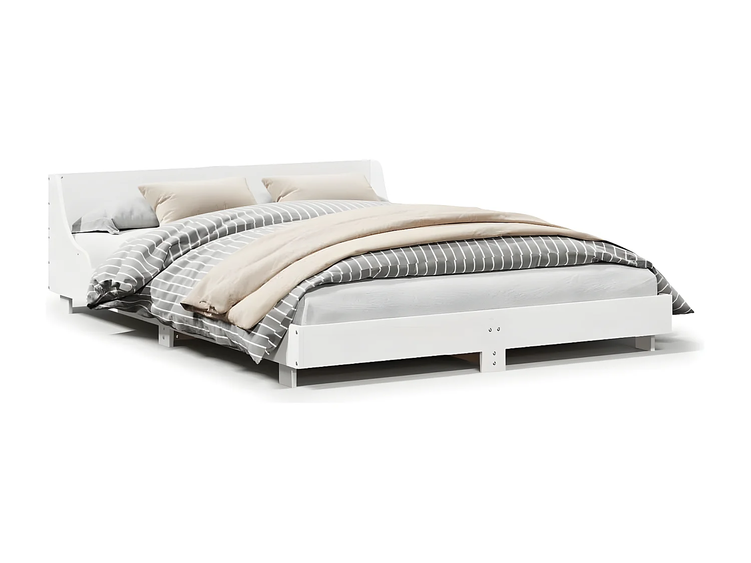 Cama sem colchão 140x190 cm madeira de pinho maciça branco