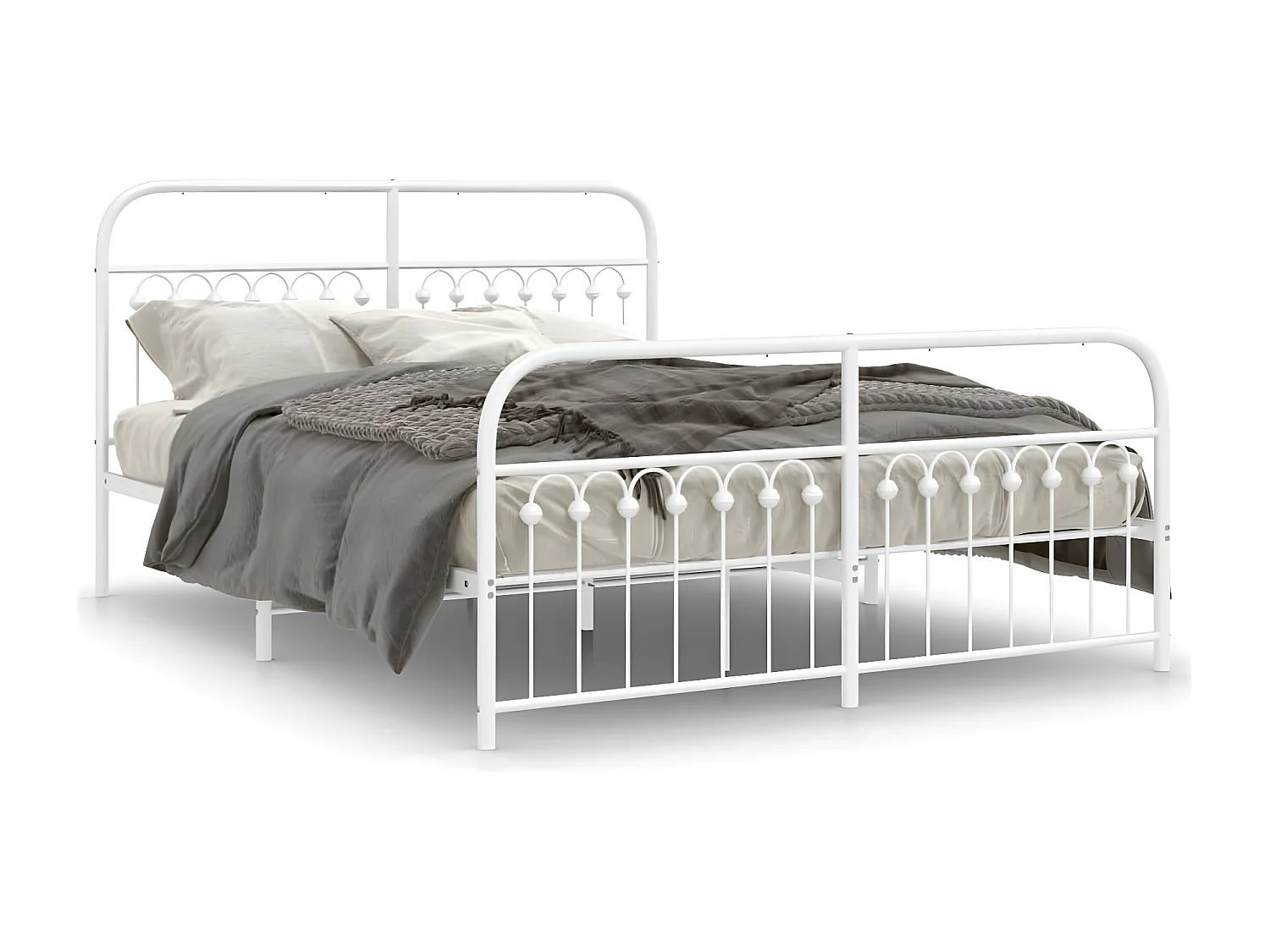 Estructura cama metal con cabecero y estribo blanco 160x200 cm
