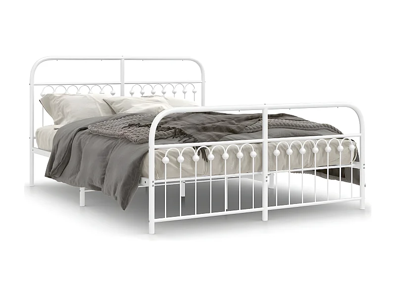 Estructura cama metal con cabecero y estribo blanco 160x200 cm