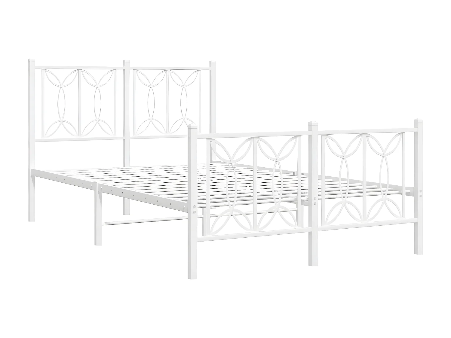 Cadre de lit métal avec tête de lit/pied de lit blanc 120x190cm