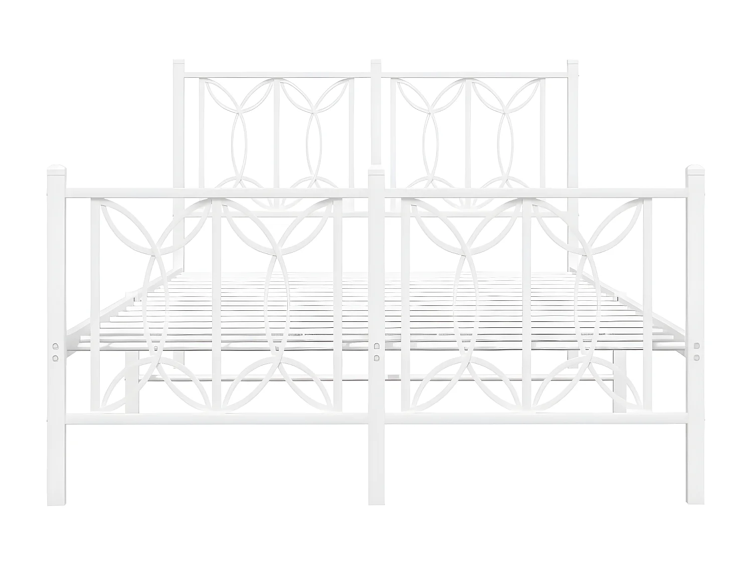 Cadre de lit métal avec tête de lit/pied de lit blanc 120x190cm