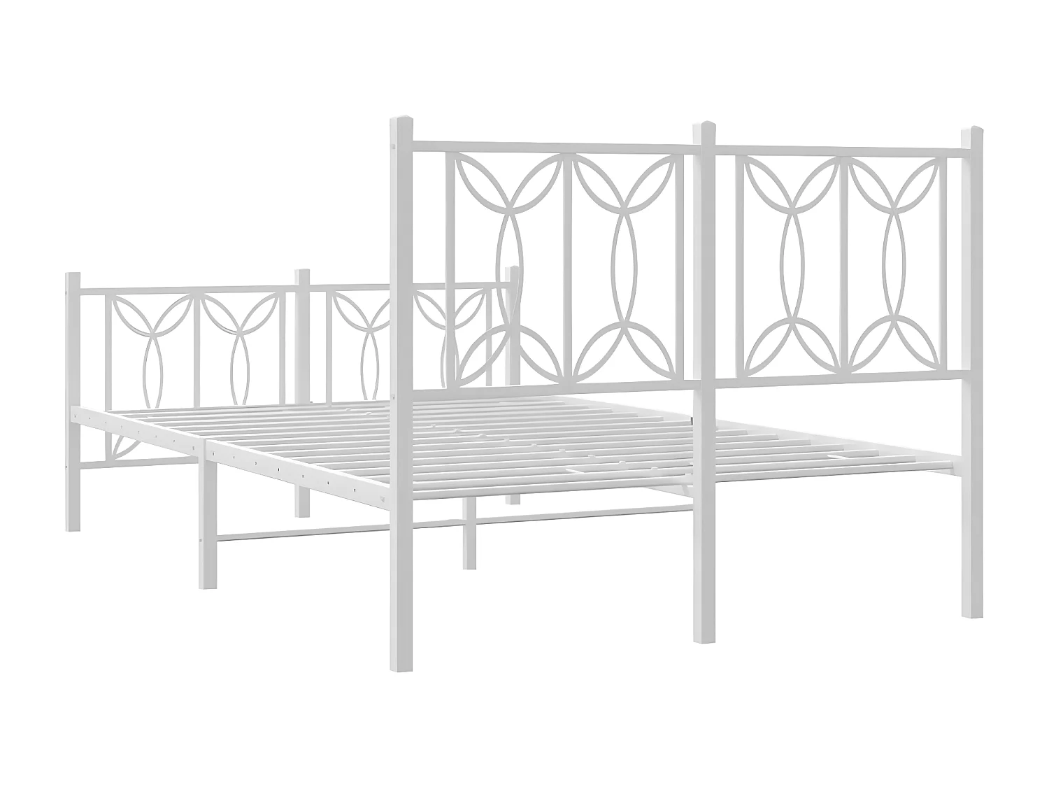 Cadre de lit métal avec tête de lit/pied de lit blanc 120x190cm