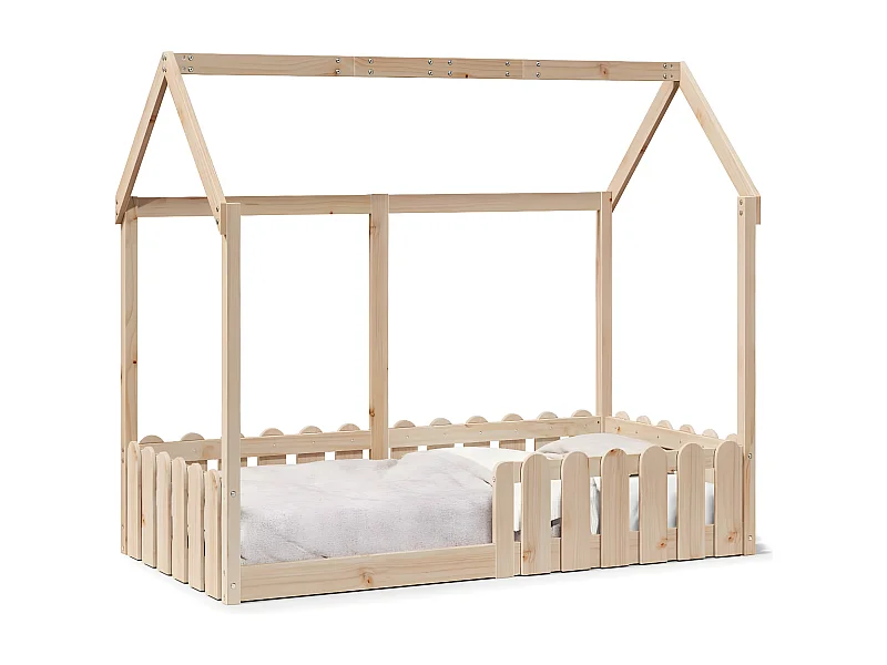 Cama con forma de casa para niños madera maciza pino 80x160 cm