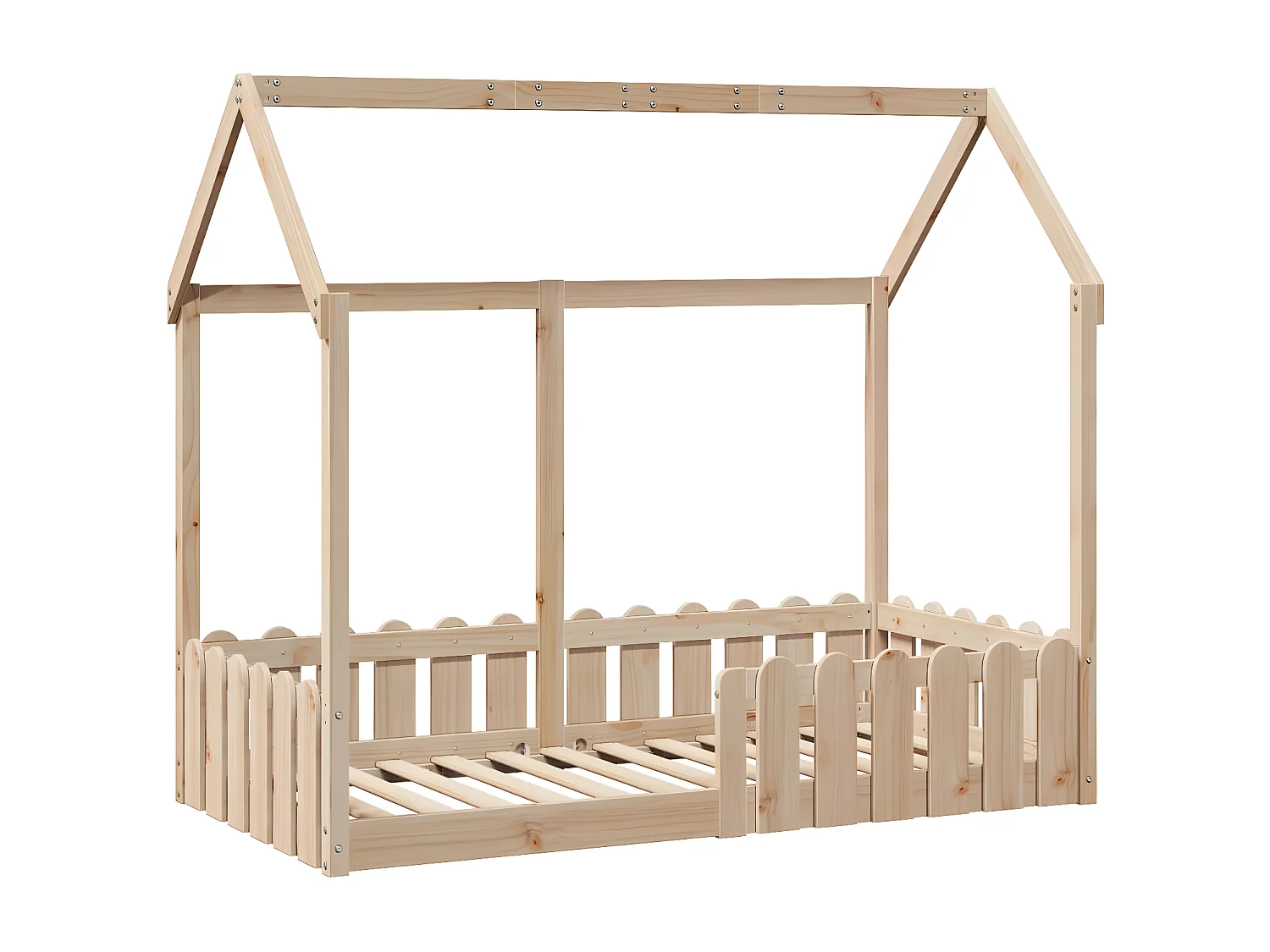 Cama con forma de casa para niños madera maciza pino 80x160 cm