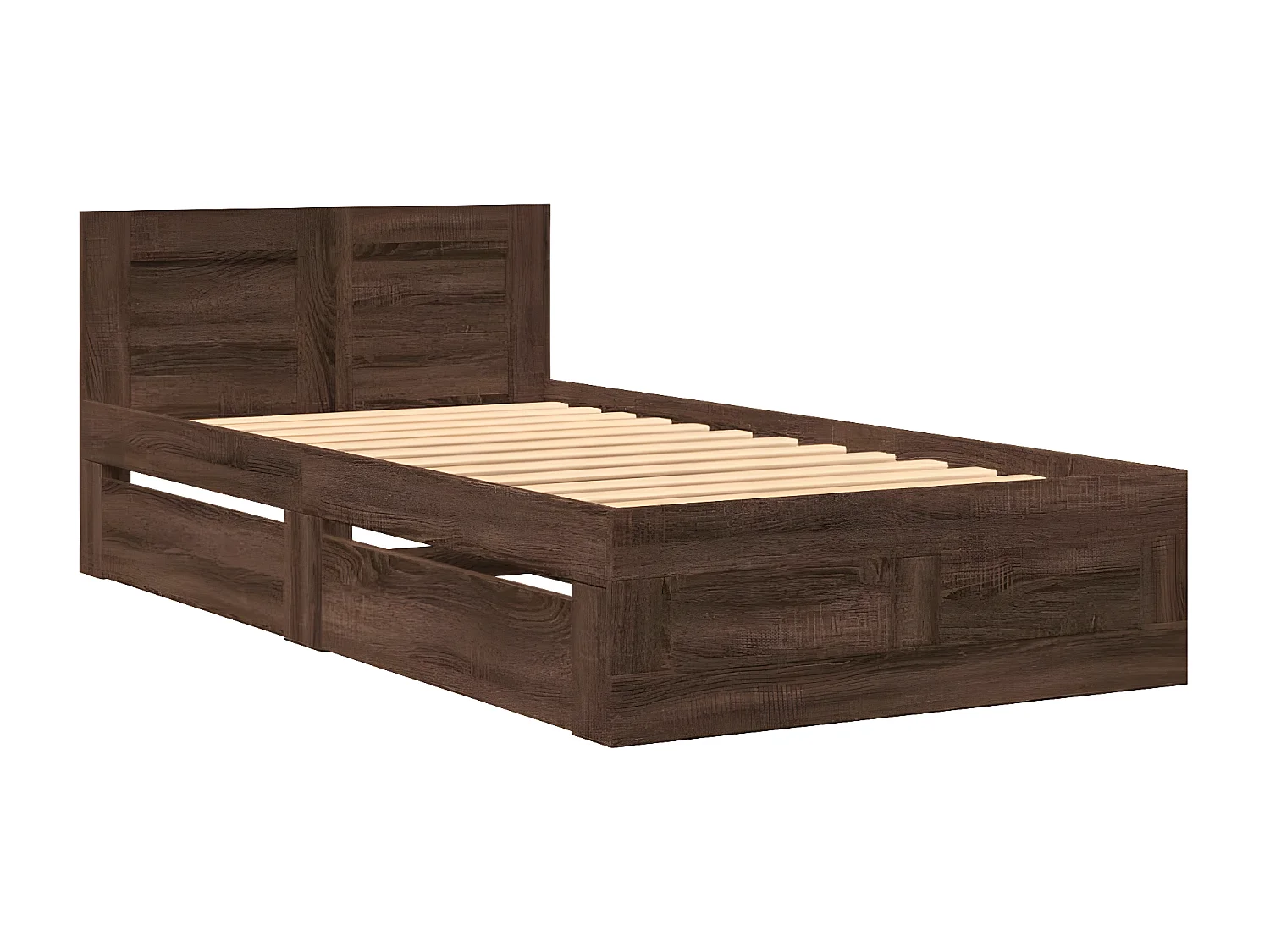 Cama con cabecero madera de ingeniería marrón roble 75x190 cm