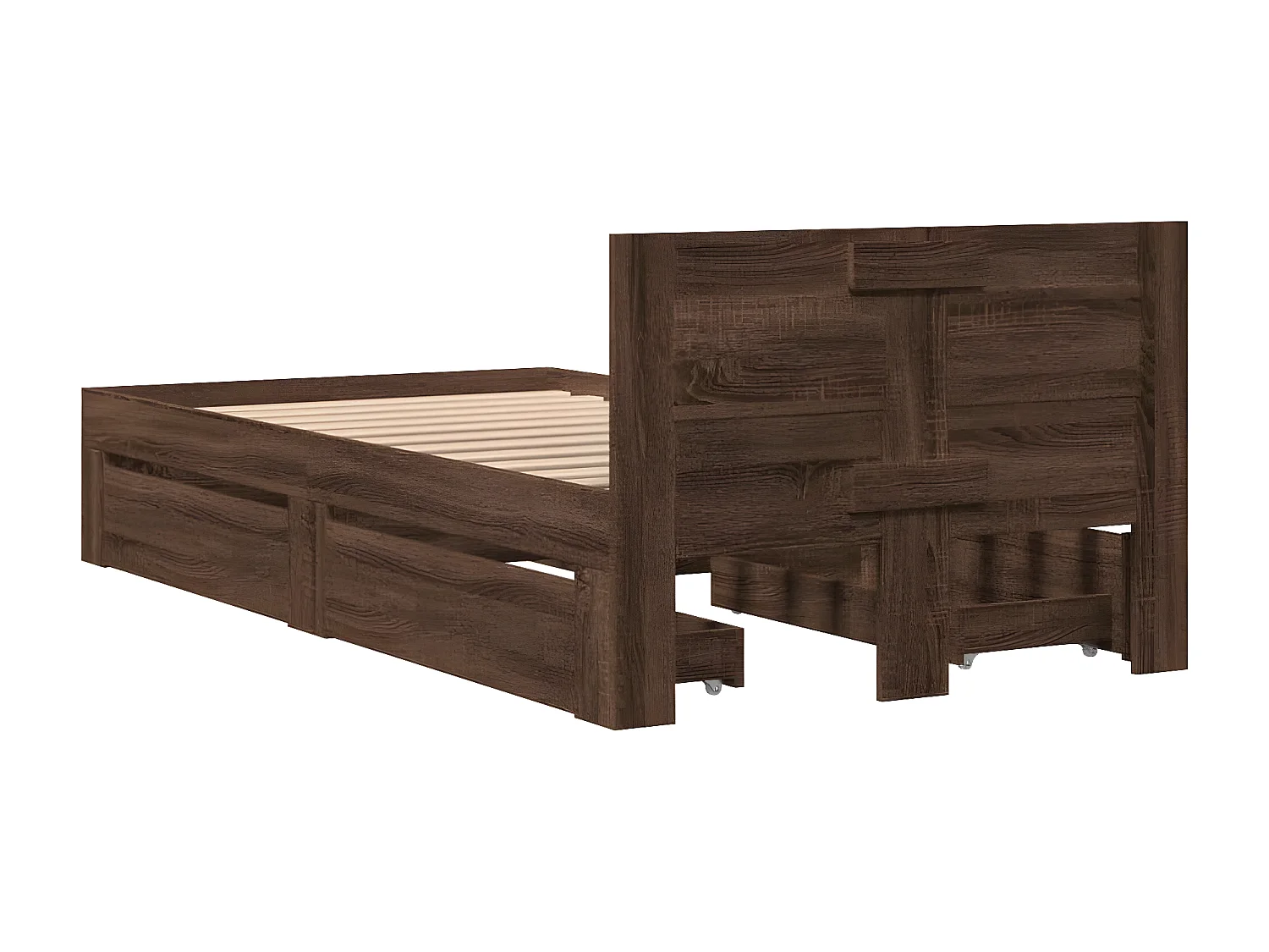 Cama con cabecero madera de ingeniería marrón roble 75x190 cm