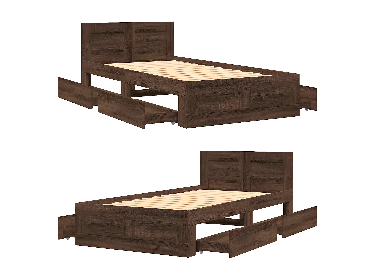 Cama con cabecero madera de ingeniería marrón roble 75x190 cm