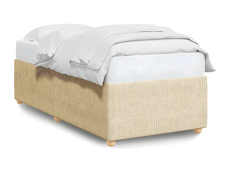 Estructura de cama de tela color crema 90x190 cm