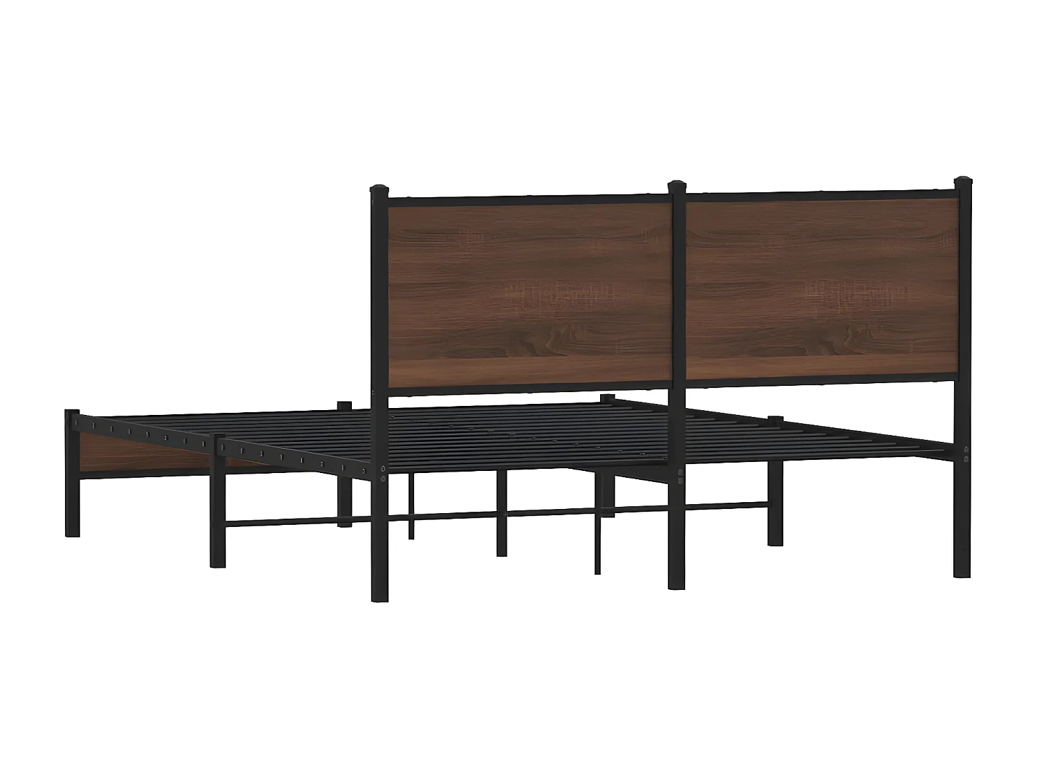 Estrutura cama com cabeceira 140x190cm metal carvalho castanho