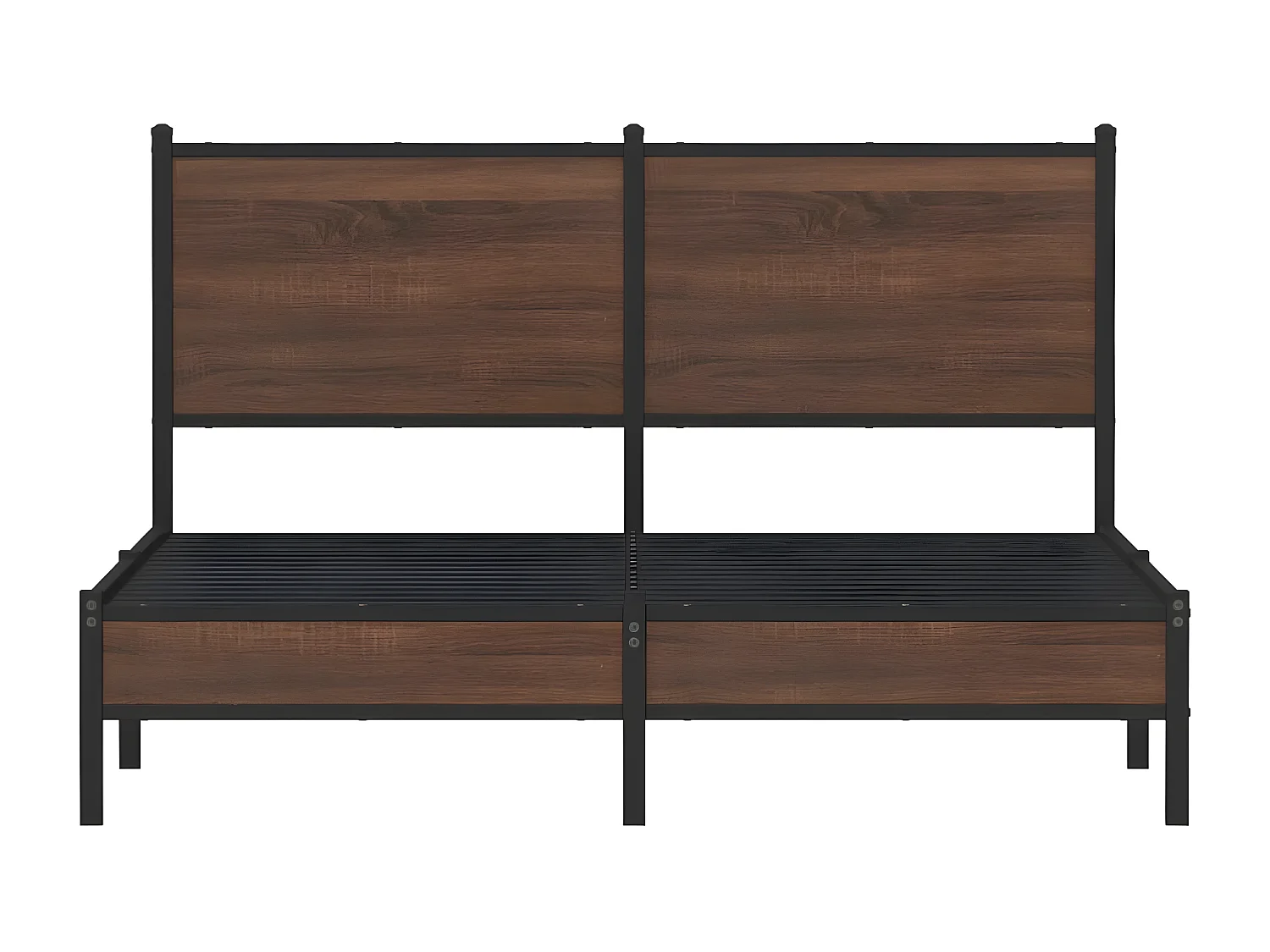 Estrutura cama com cabeceira 140x190cm metal carvalho castanho
