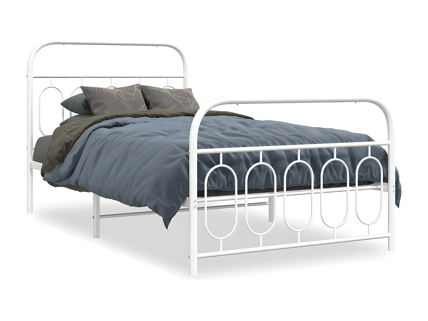Estrutura de cama com cabeceira e pés 107x203 cm metal branco