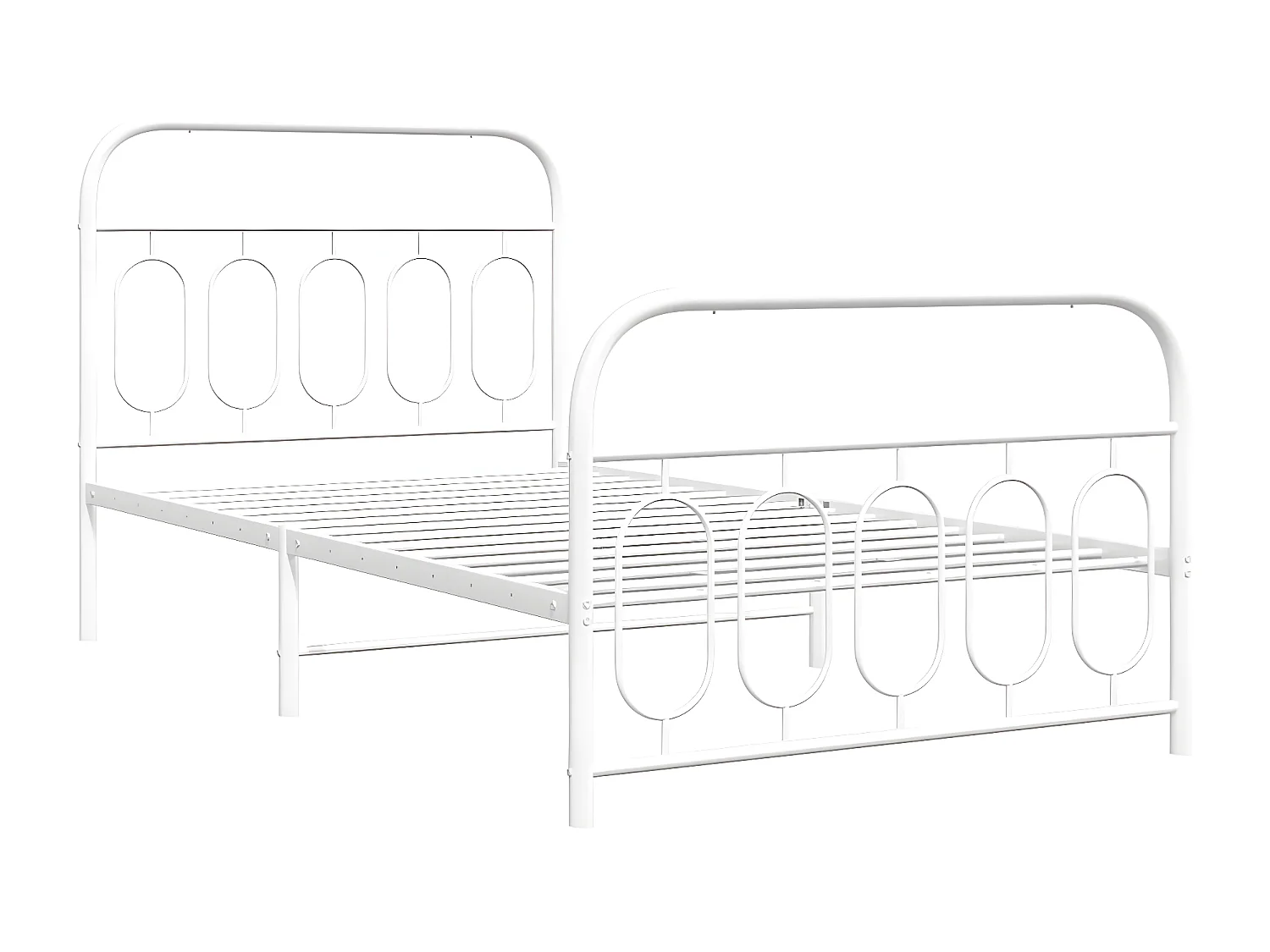 Estrutura de cama com cabeceira e pés 107x203 cm metal branco