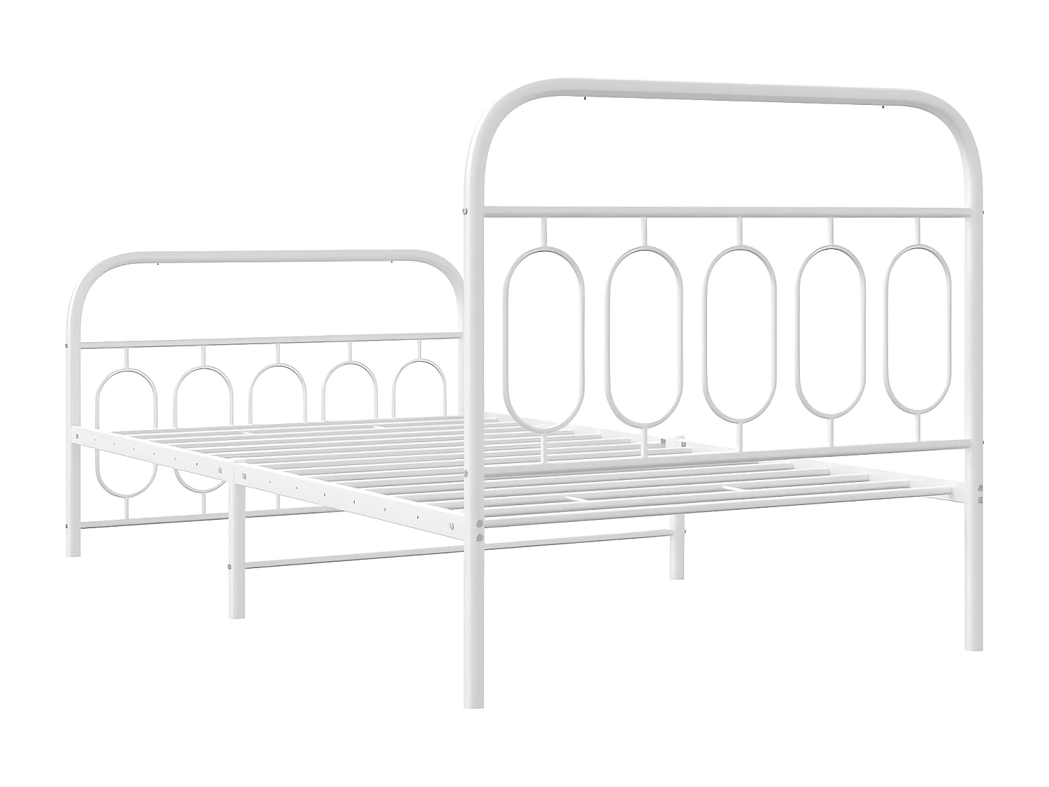 Cadre de lit métal avec tête de lit/pied de lit blanc 107x203cm