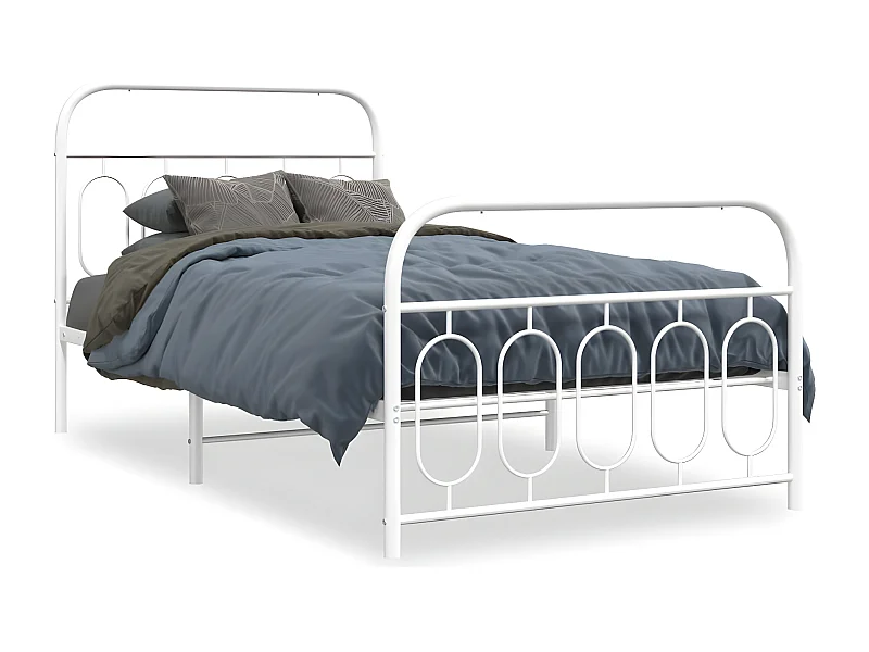 Estrutura de cama com cabeceira e pés 107x203 cm metal branco