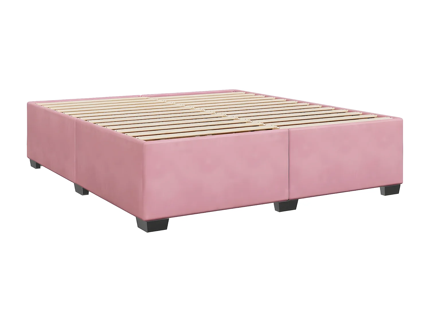 Estrutura de cama 180x200 cm veludo rosa