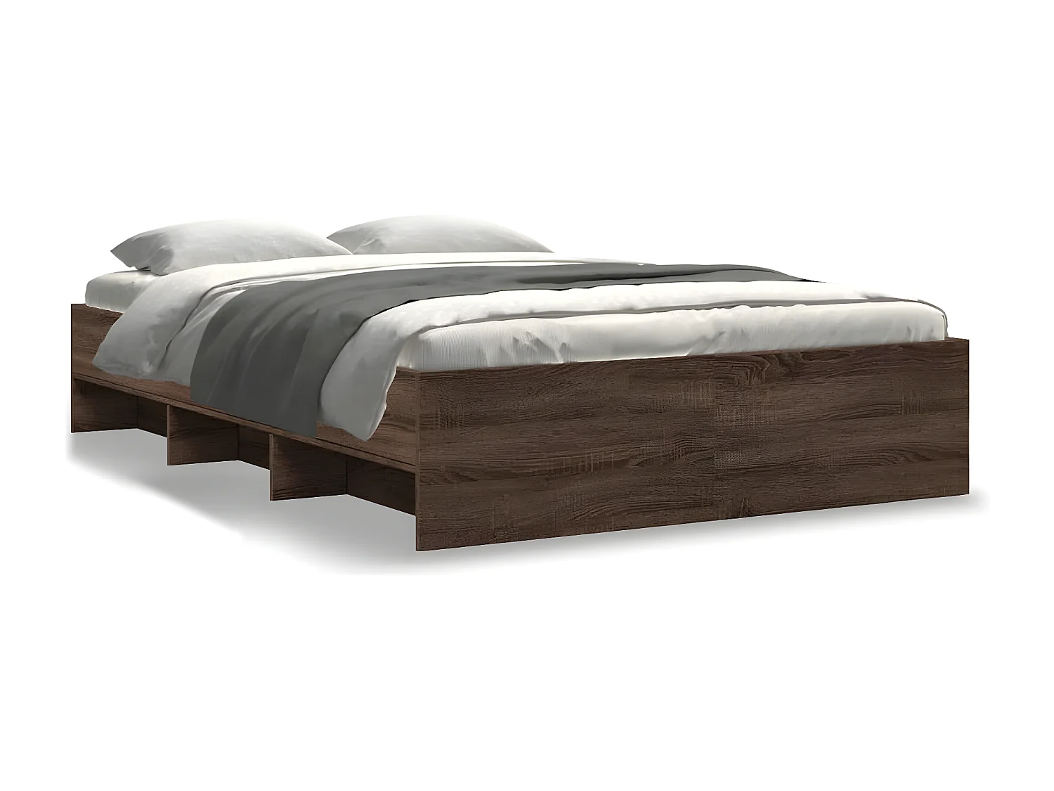 Estrutura de cama 140x190cm derivados madeira carvalho castanho