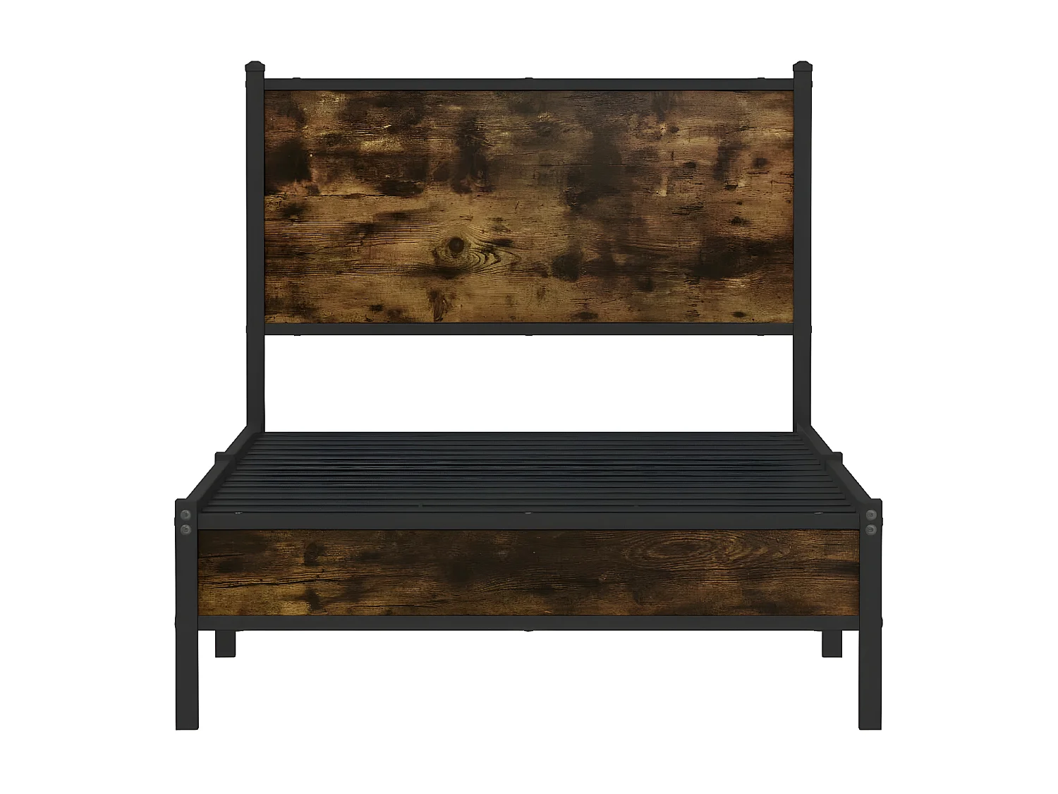 Cadre de lit en métal avec tête de lit chêne fumé 90x200 cm