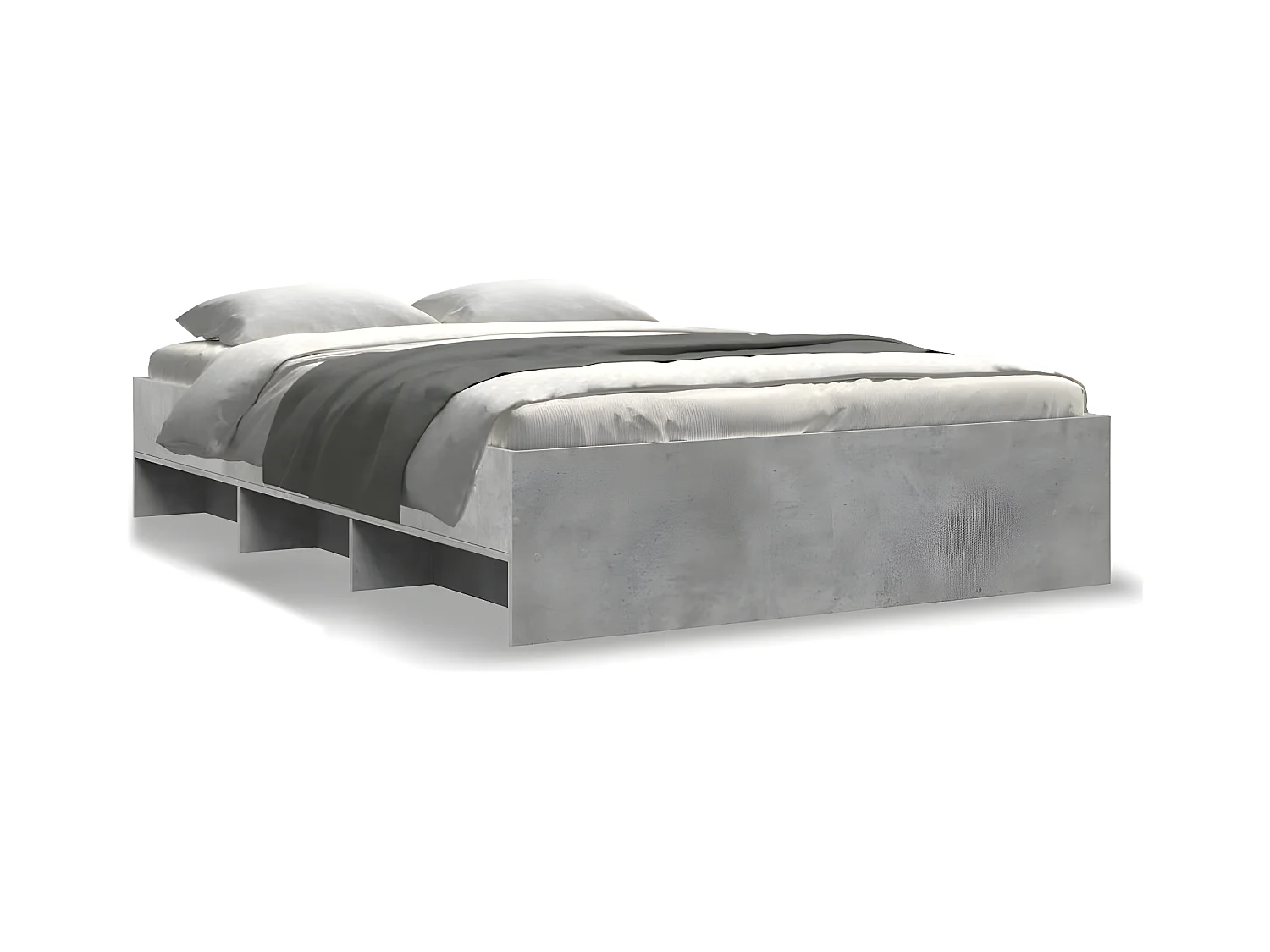 Cadre de lit gris béton 140x190 cm bois d'ingénierie