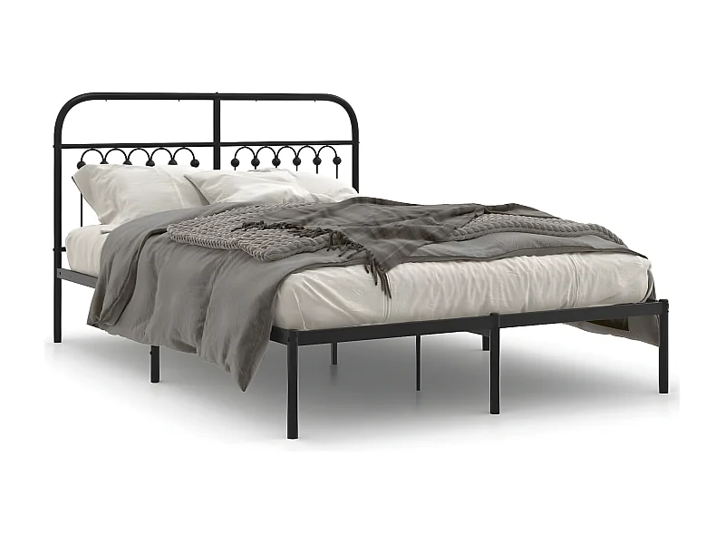 Estructura de cama con cabecero metal negro 135x190 cm