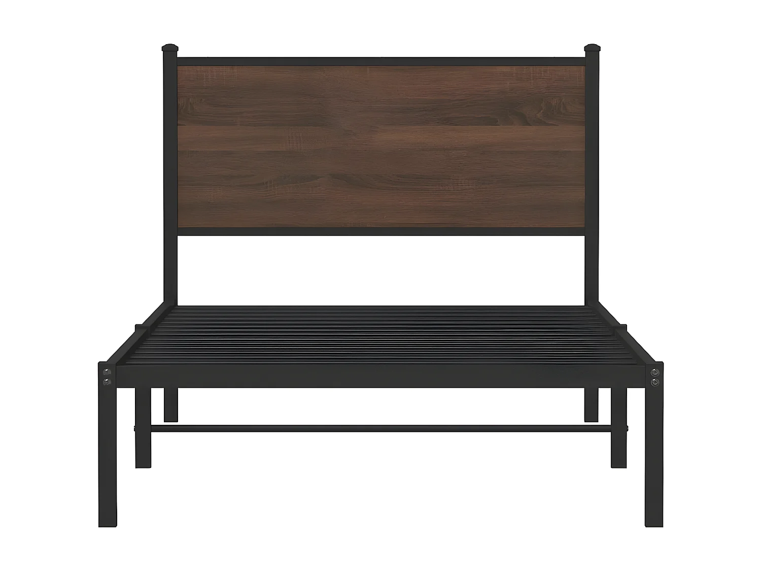 Estructura de cama con cabecero metal marrón roble 107x203 cm