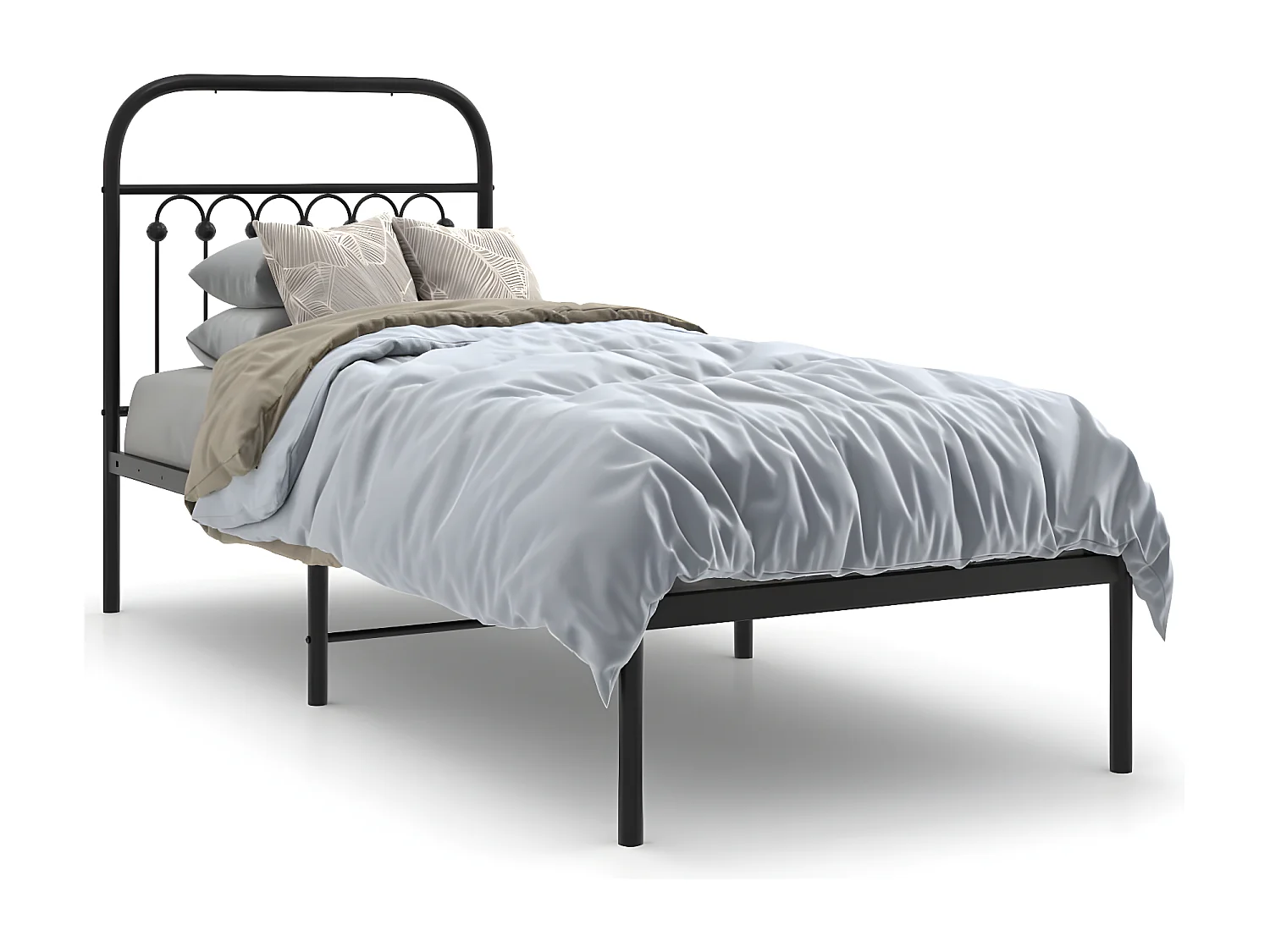 Estrutura de cama com cabeceira 80x200 cm metal preto