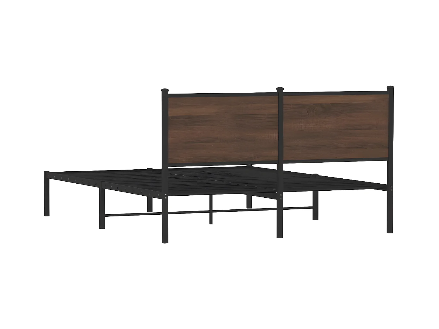 Estructura de cama con cabecero metal marrón roble 140x200 cm
