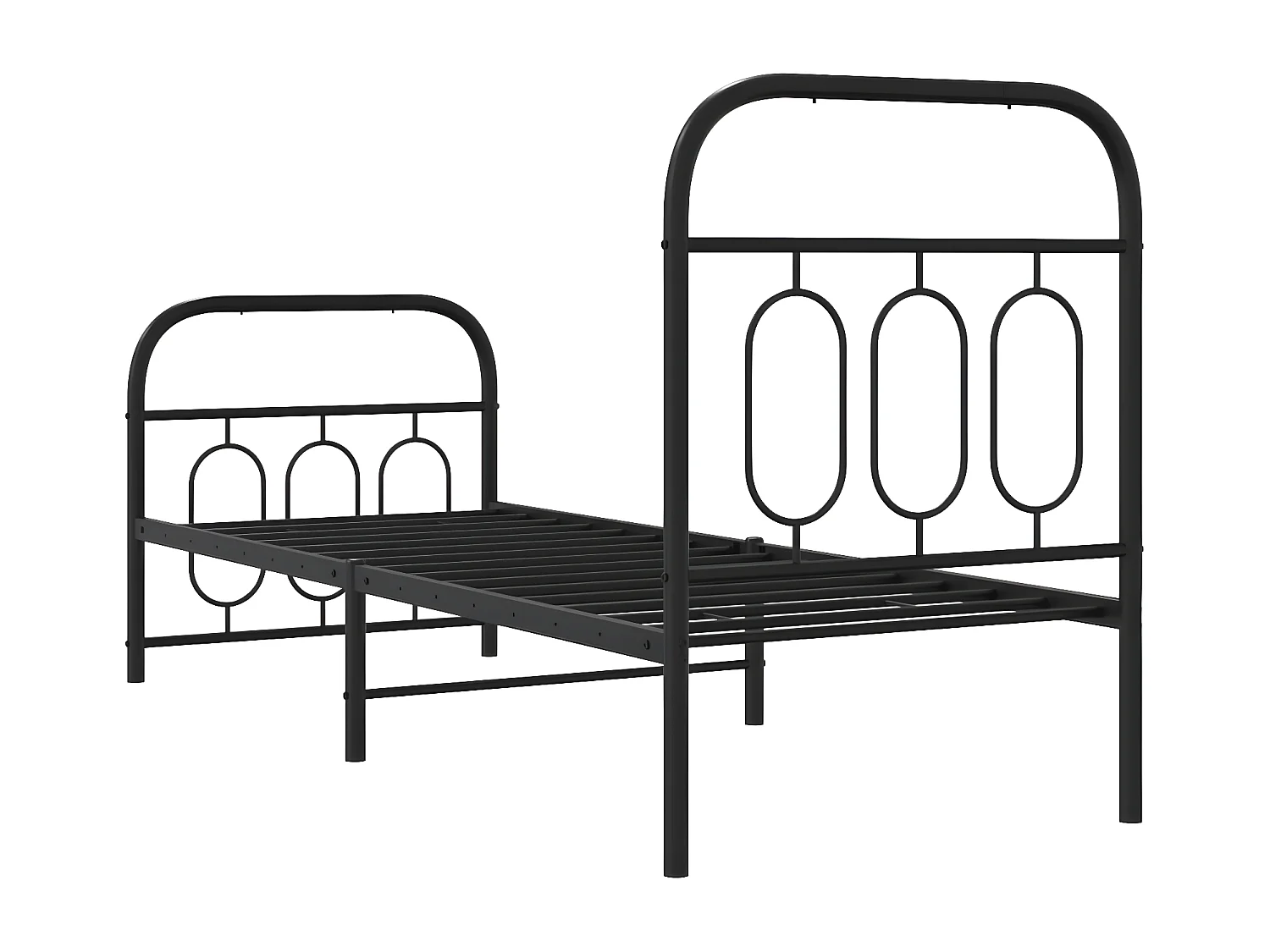 Estrutura de cama com cabeceira e pés 75x190 cm metal preto