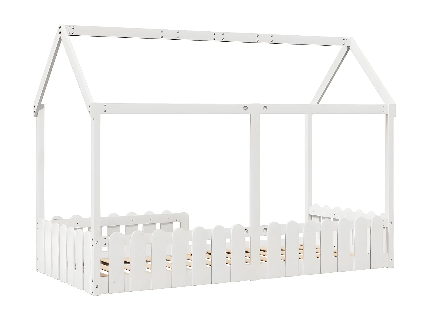 Cadre de lit d'enfants forme de maison 90x190cm bois massif pin