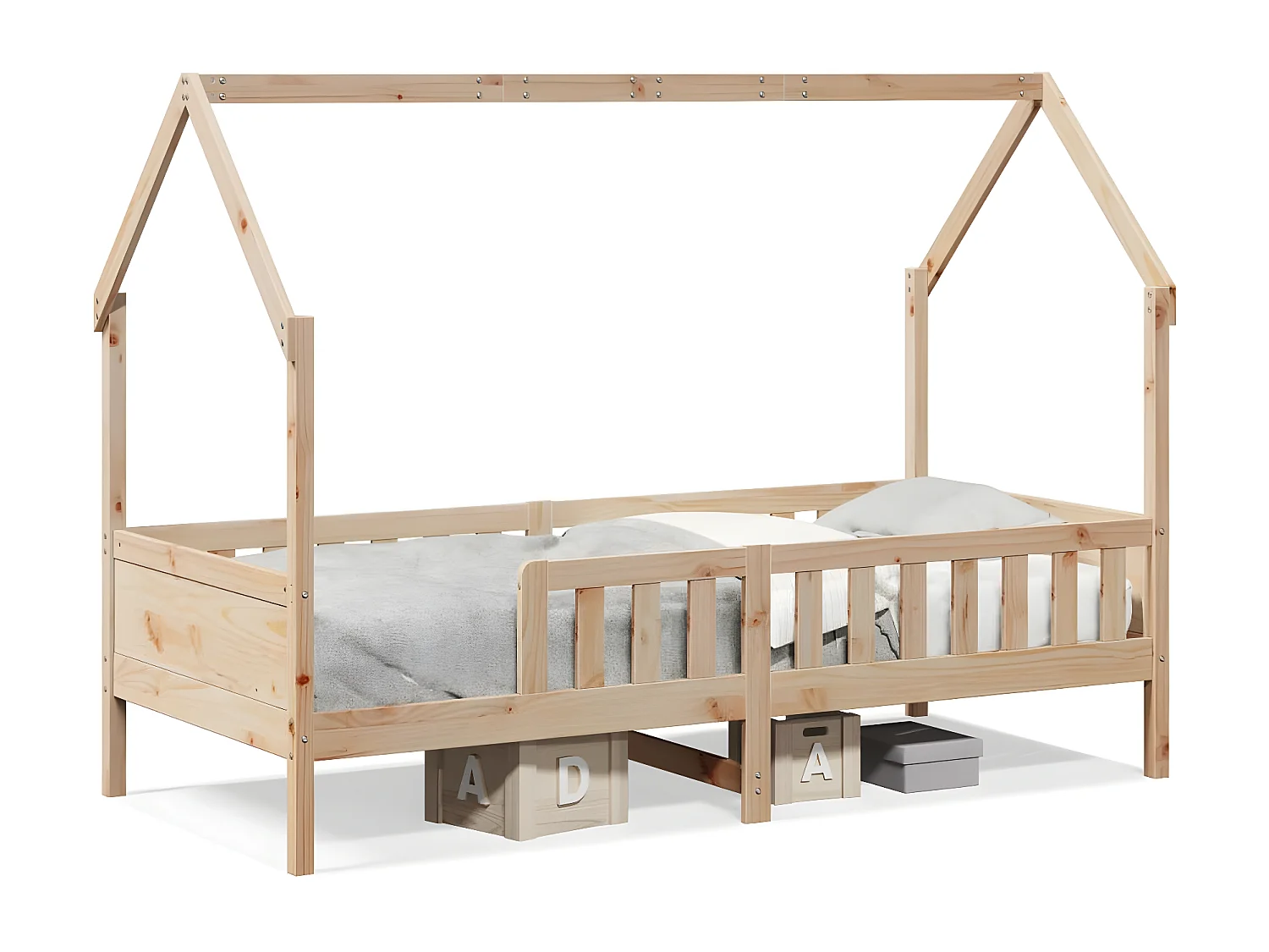 Cadre de lit d'enfants forme de maison 80x200cm bois pin massif