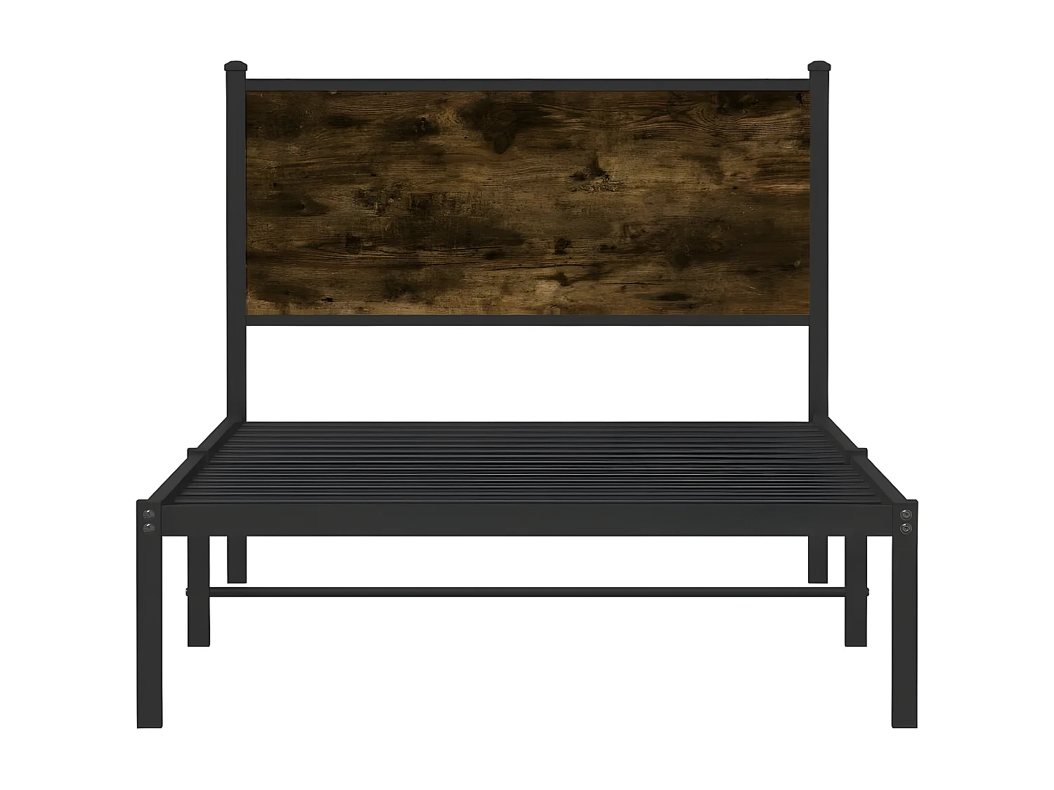 Cadre de lit métal avec tête de lit chêne fumé 100x190 cm