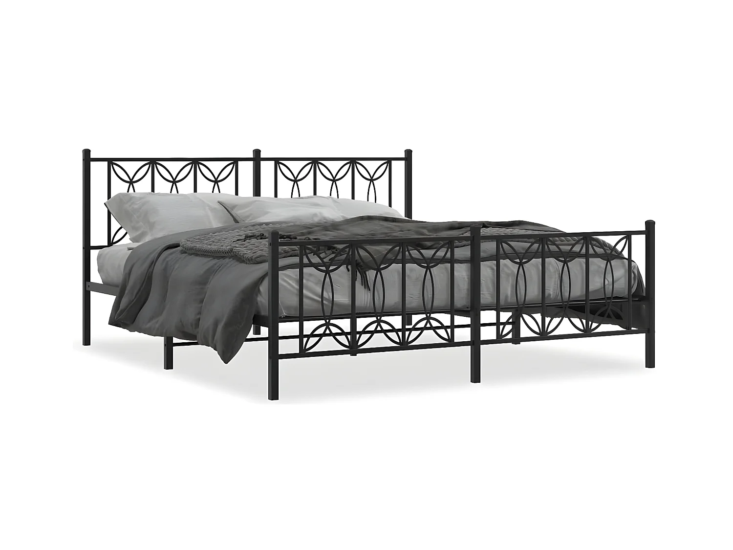 Estructura de cama cabecero y estribo metal negro 180x200 cm