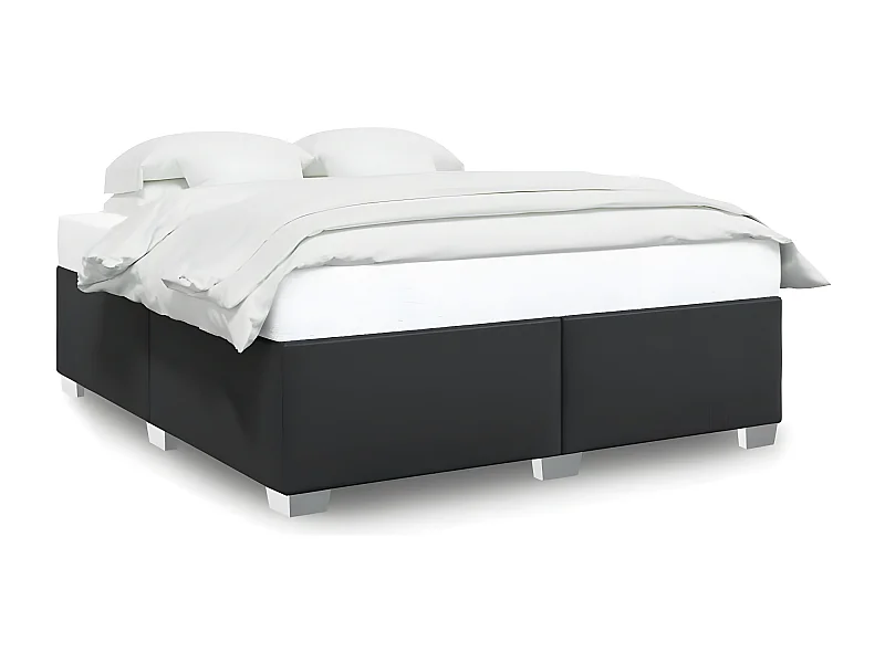 Estrutura de cama 200x200 cm couro artificial preto