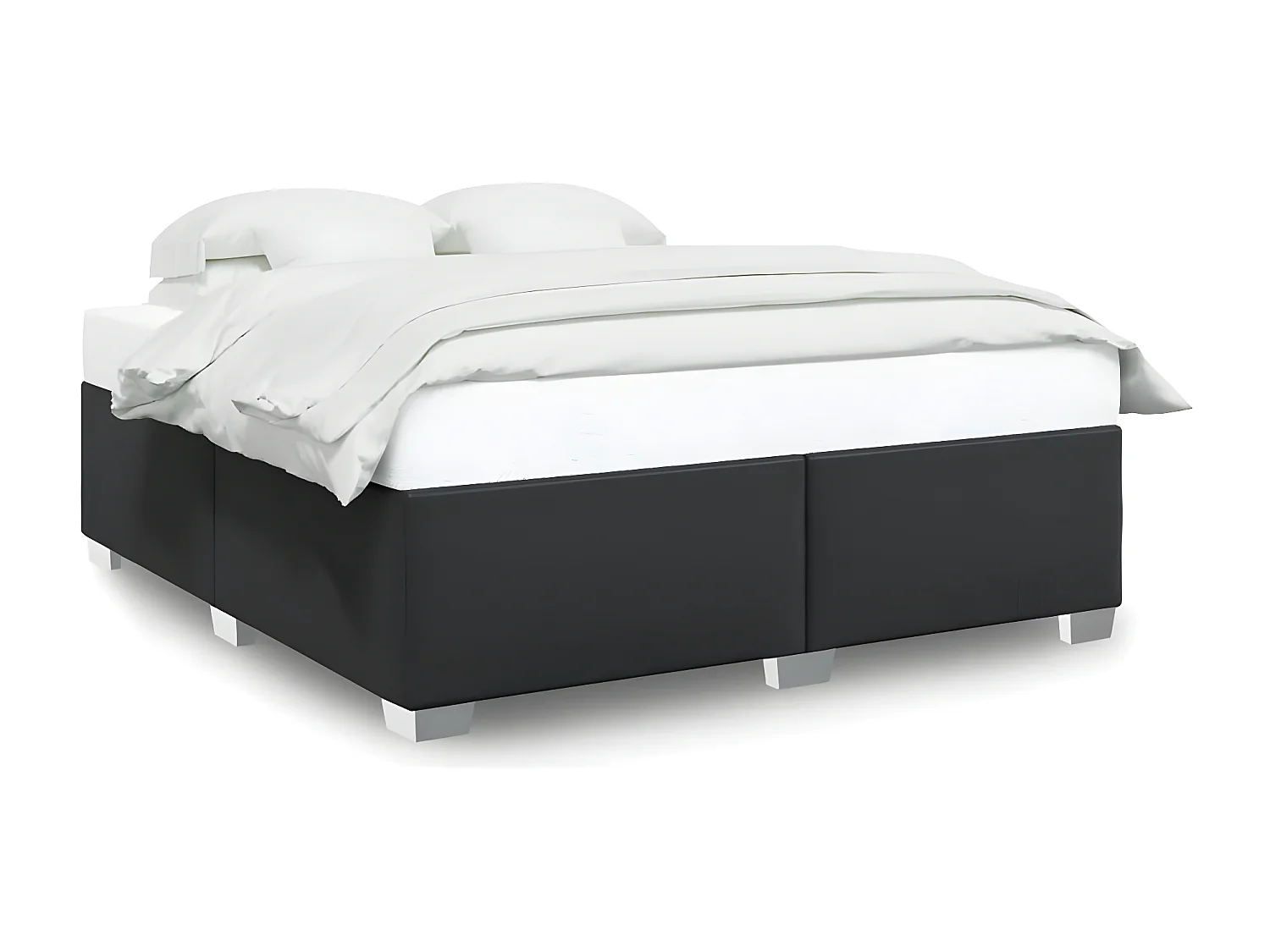 Estrutura de cama 200x200 cm couro artificial preto