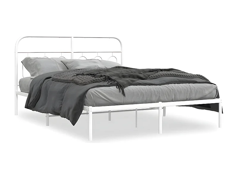 Estructura de cama de metal con cabecero blanca 150x200 cm