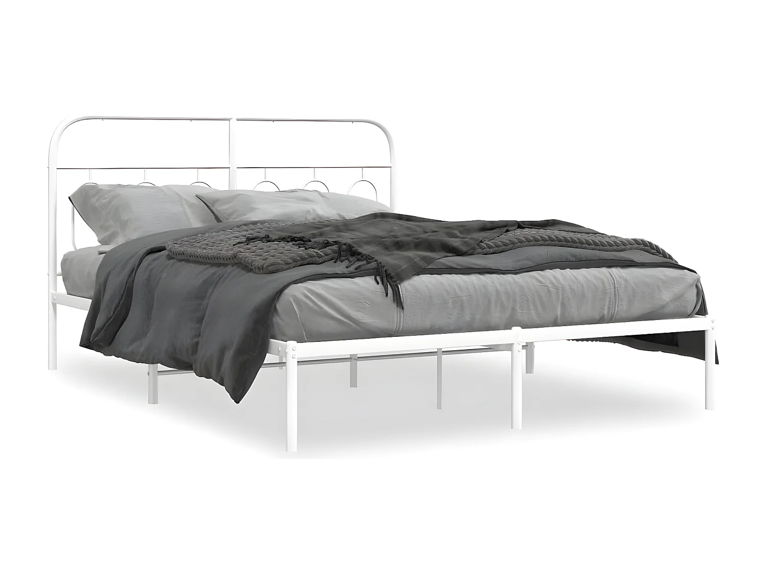 Estructura de cama de metal con cabecero blanca 150x200 cm