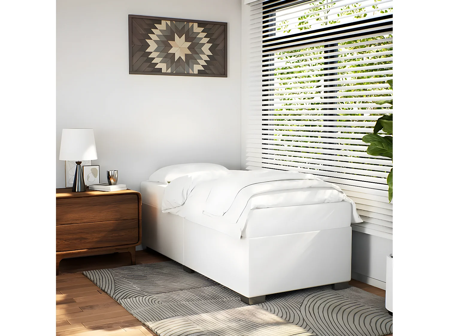 Estrutura de cama 80x200 cm couro artificial branco