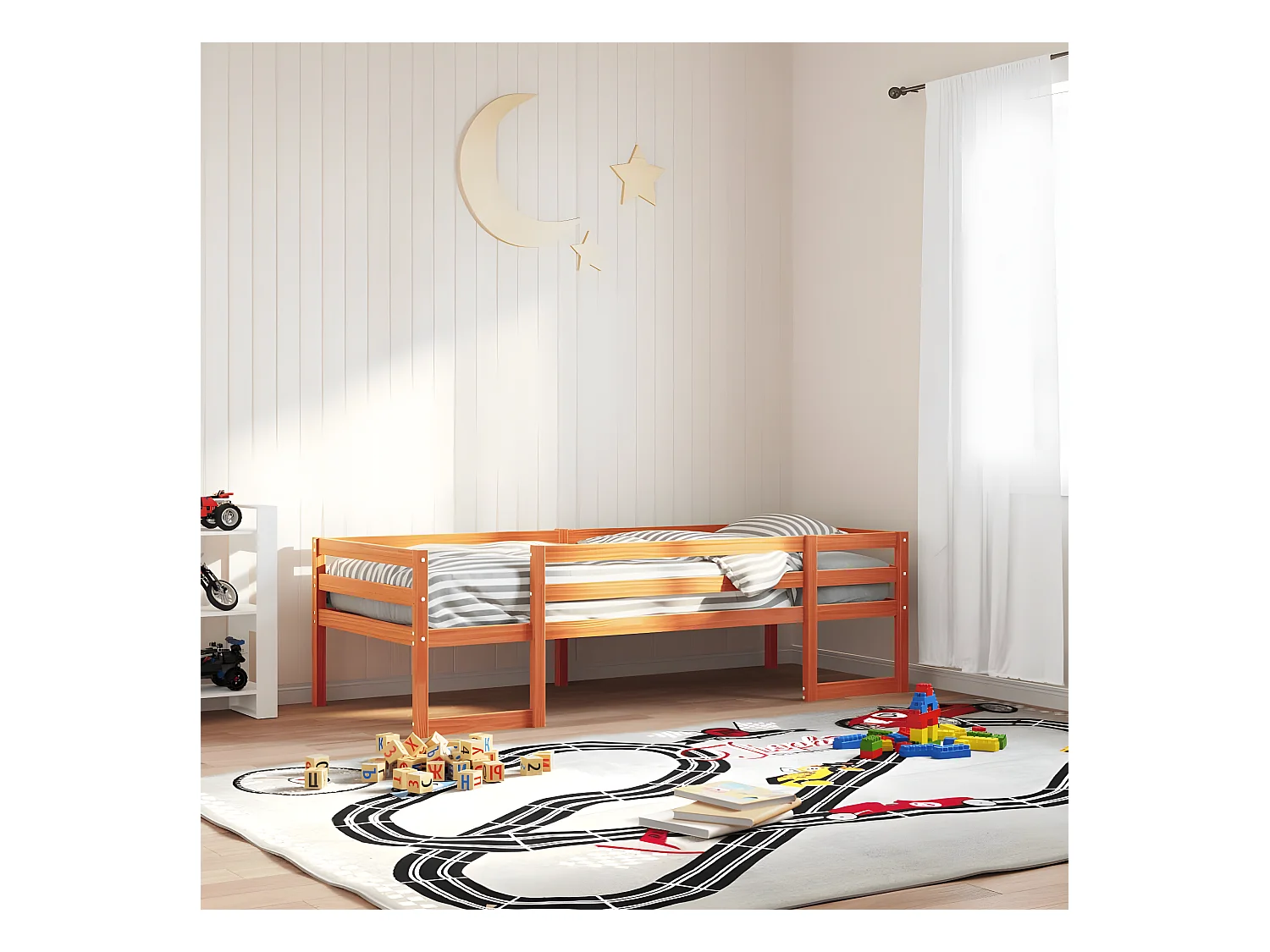 Cadre de lit d'enfant marron cire 75x190 cm bois de pin massif