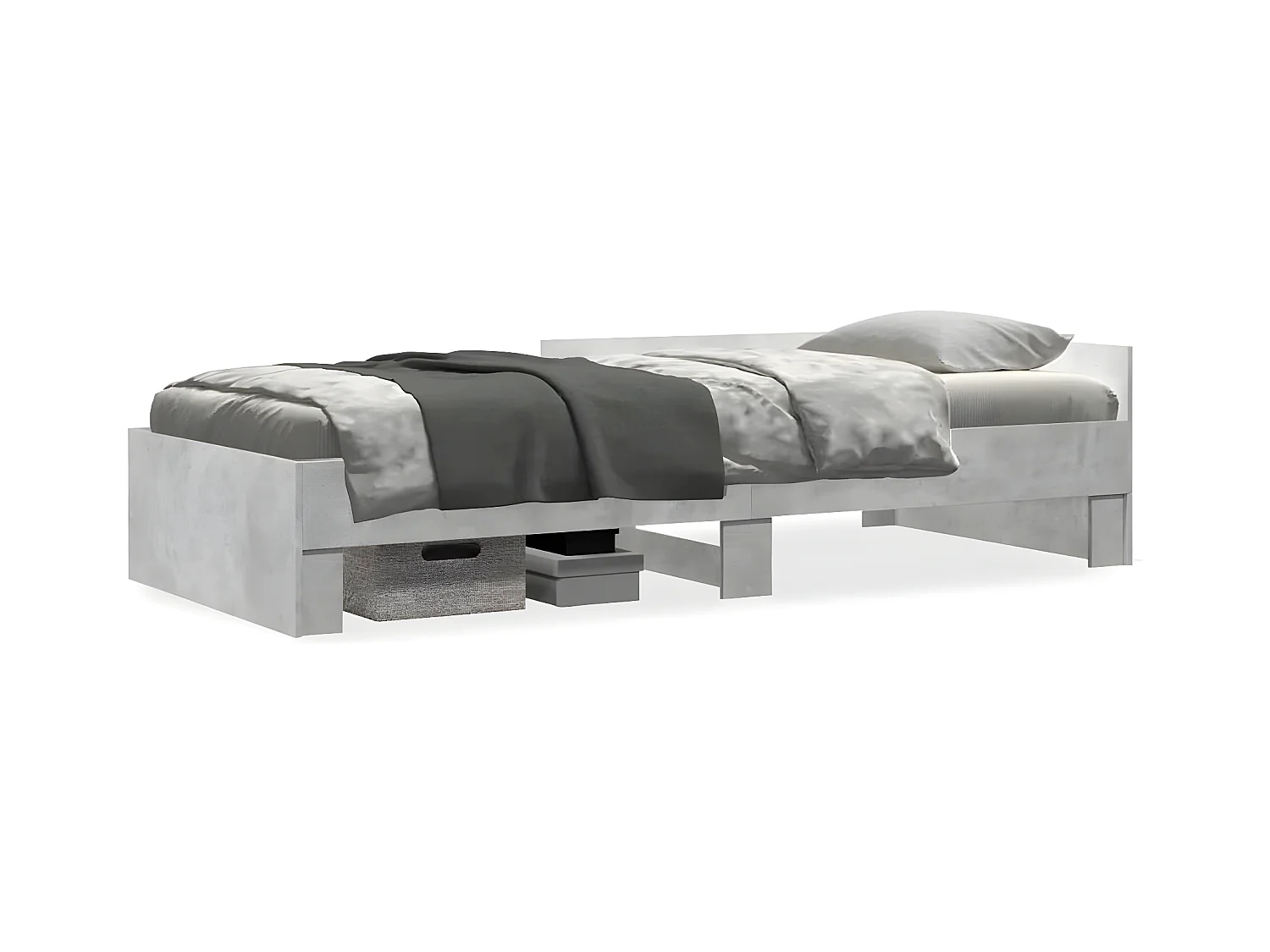 Estructura de cama madera de ingeniería gris hormigón 75x190 cm