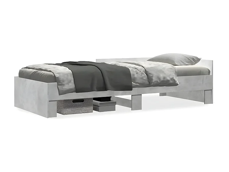 Estrutura de cama 75x190 cm derivados de madeira cinza cimento