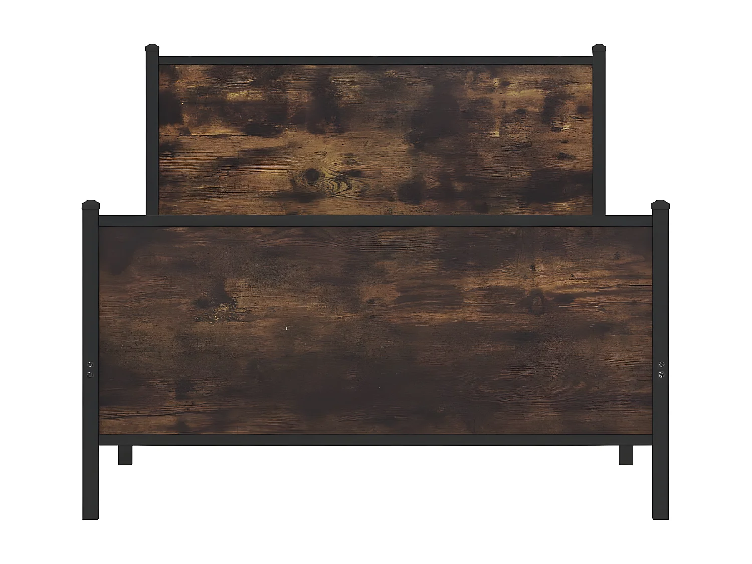 Cama con cabecero y pie de cama metal roble ahumado 100x190 cm