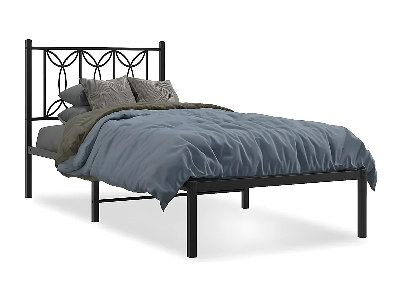 Estrutura de cama com cabeceira 80x200 cm metal preto